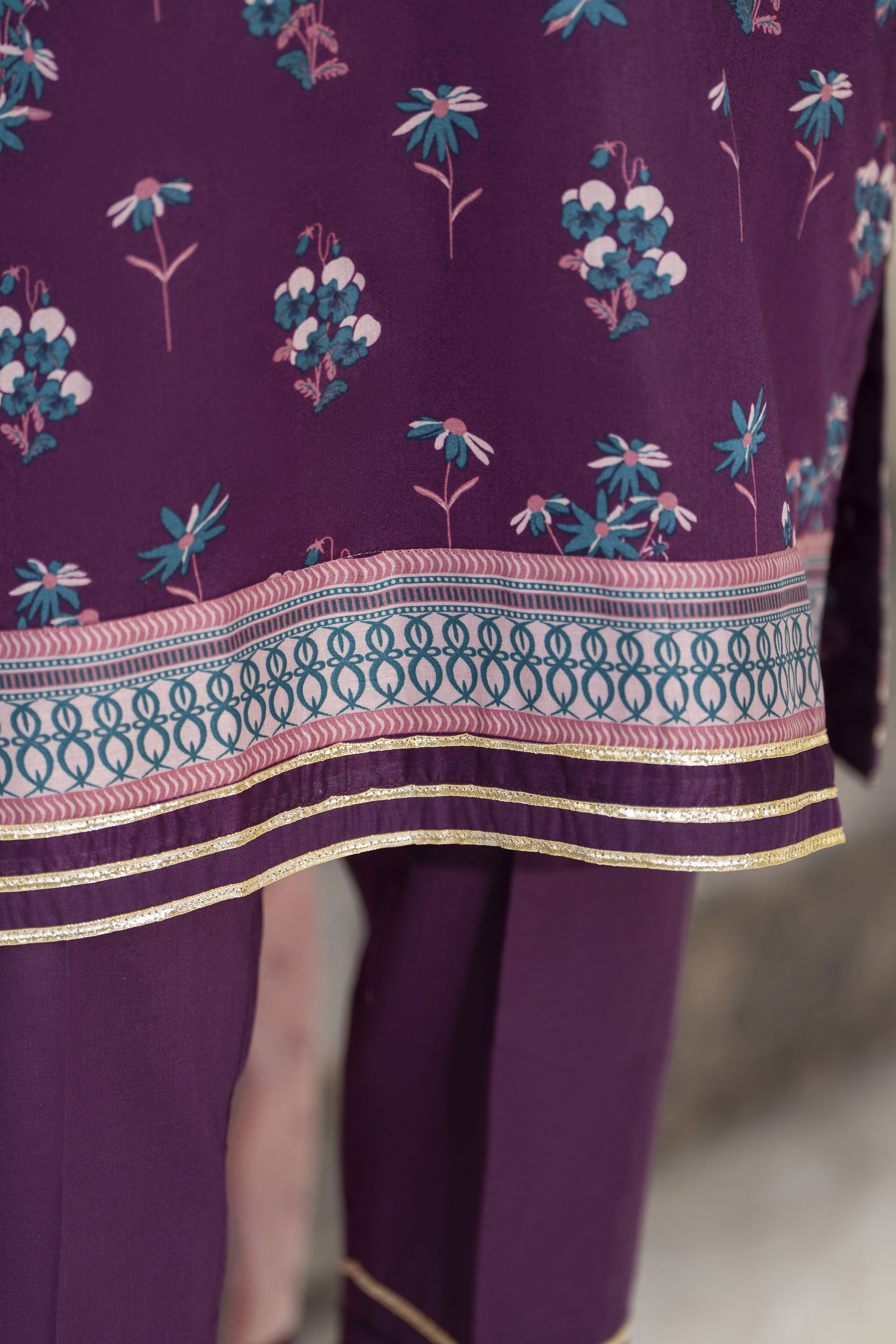 Zaina Bliss 3pc Printed Lawn Suit With Gota Work Dupatta Bliss3
