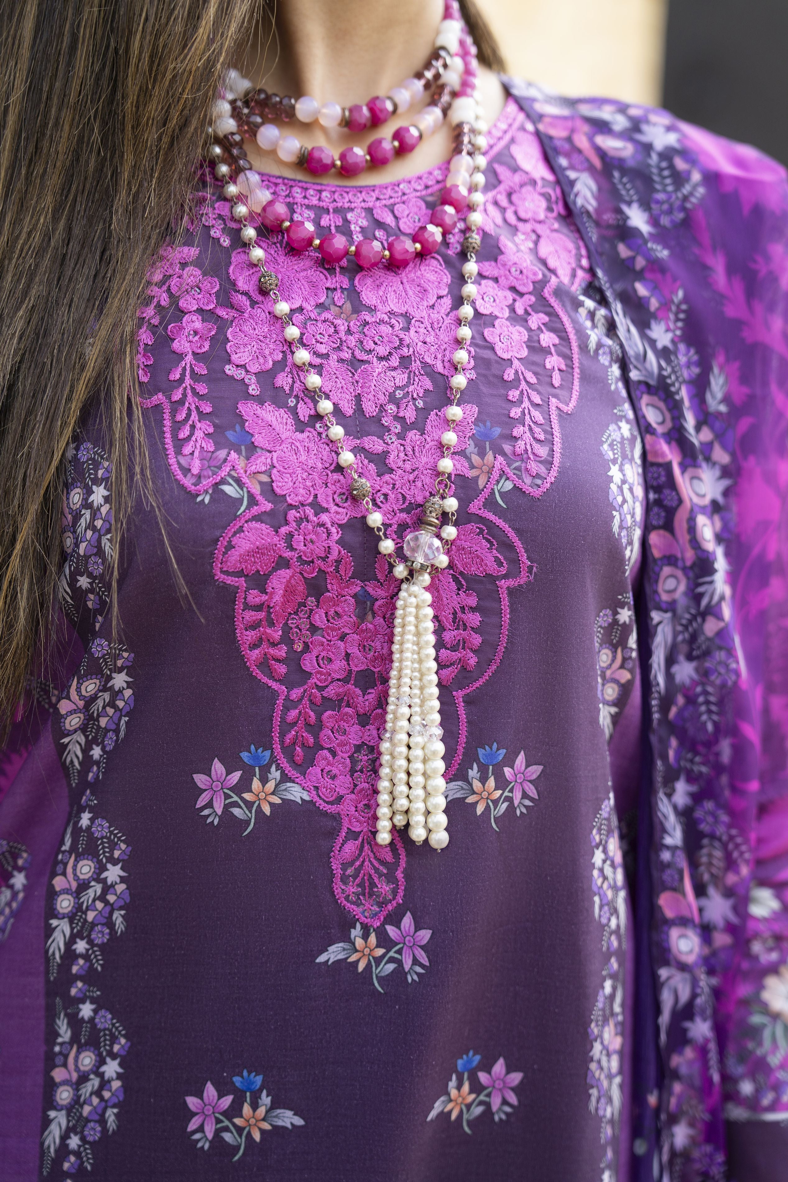 Purple 3pc Embroidered Lawn Suit | Garmi Ka Jora by Dress Code GKJ6