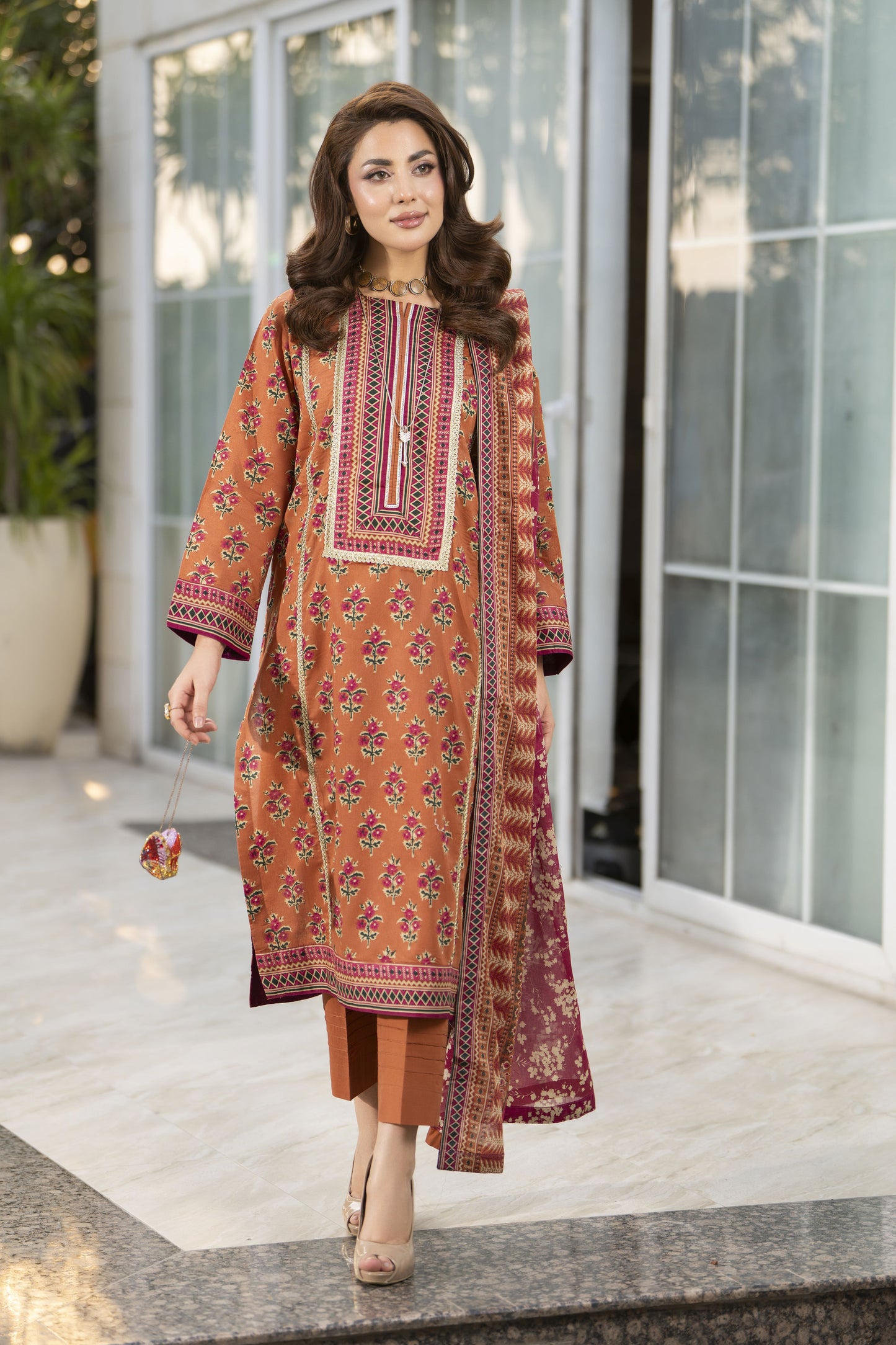 Zaina Bliss 3pc Printed Lawn Suit With Straight Trousers Bliss7