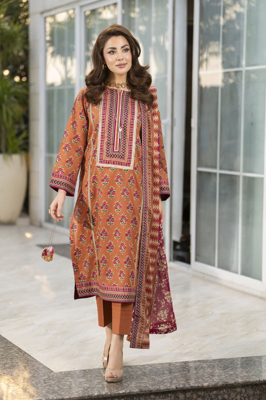 Zaina Bliss 3pc Printed Lawn Suit With Straight Trousers Bliss7