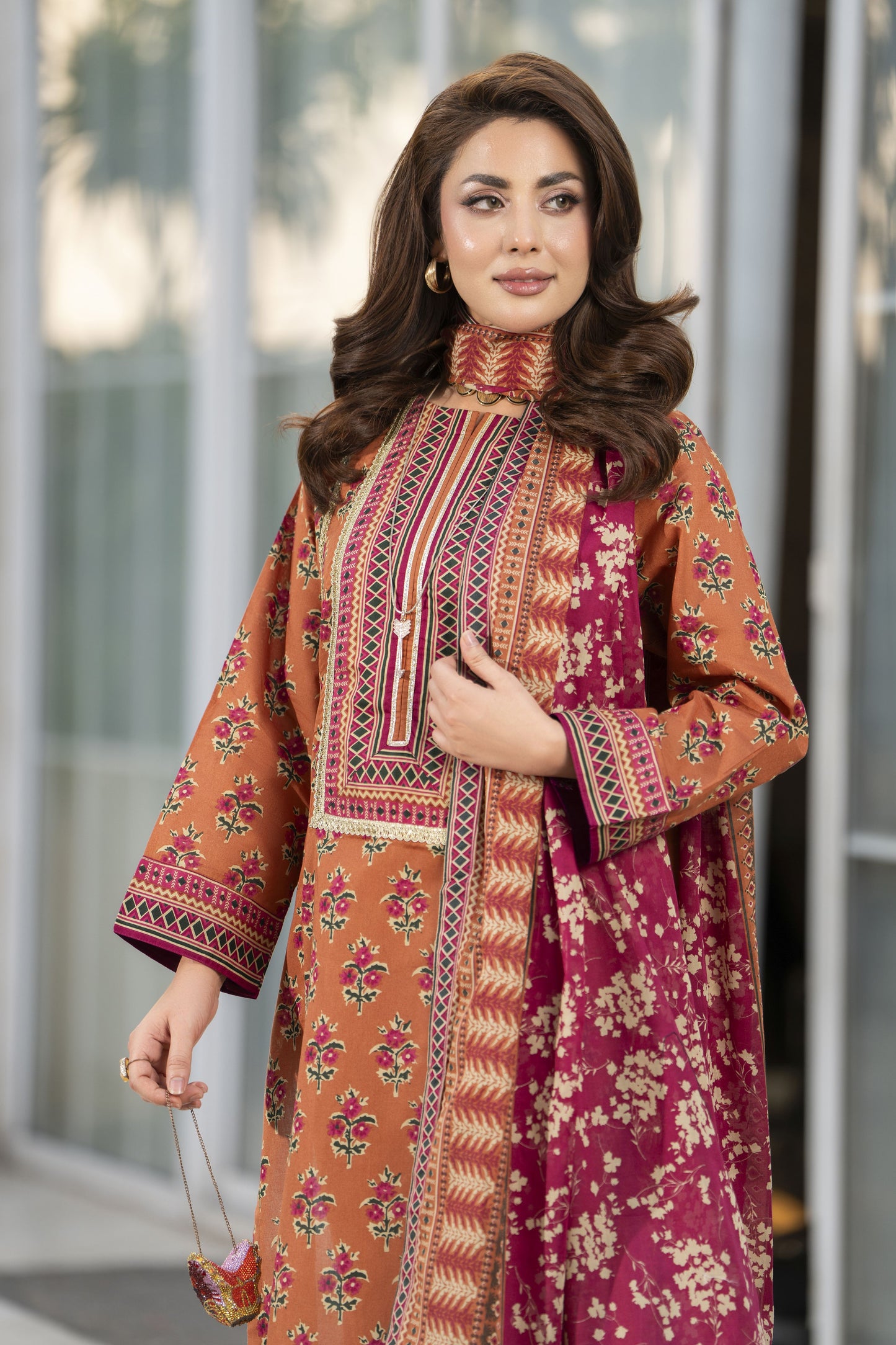 Zaina Bliss 3pc Printed Lawn Suit With Straight Trousers Bliss7