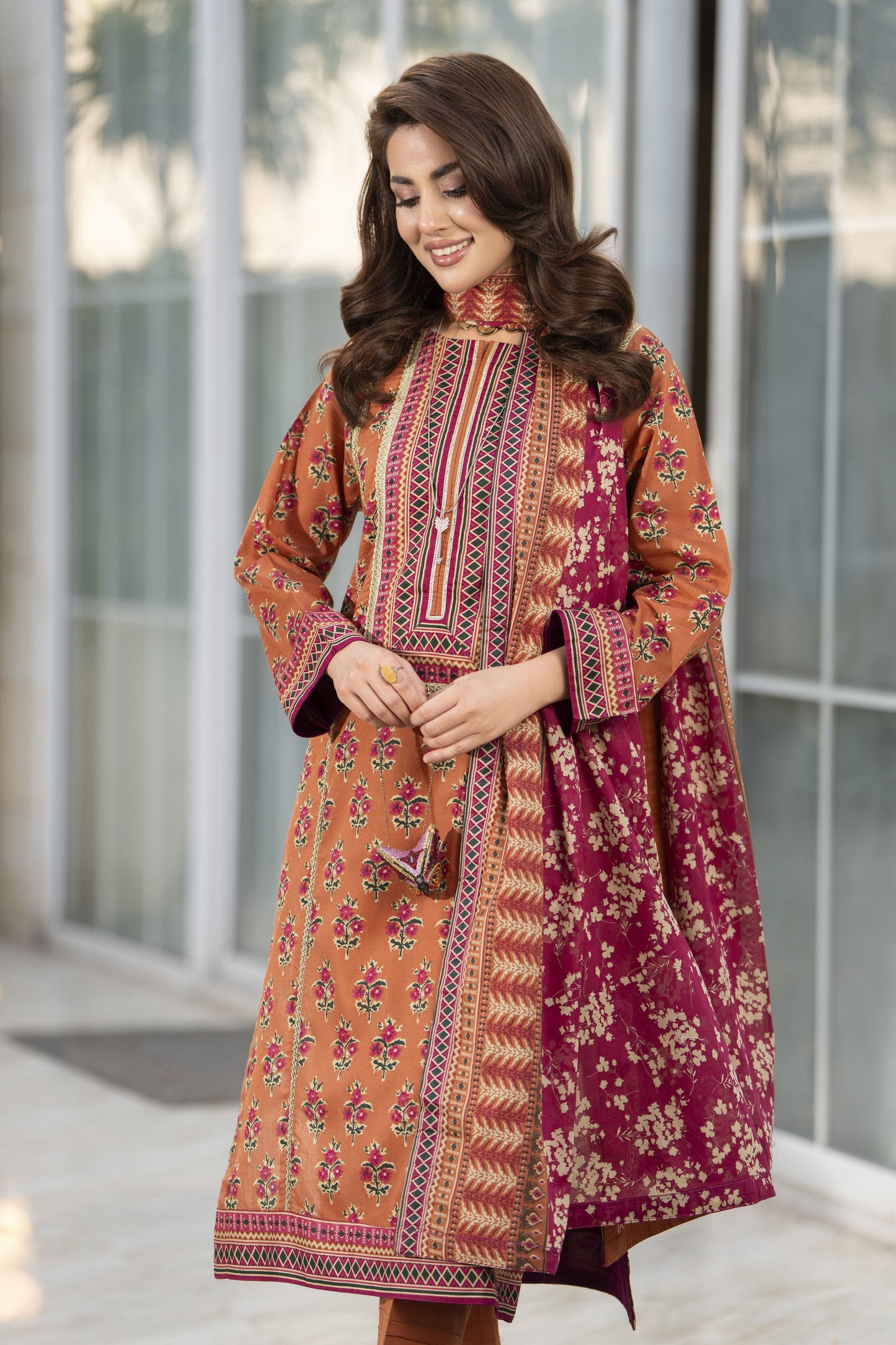 Zaina Bliss 3pc Printed Lawn Suit With Straight Trousers Bliss7