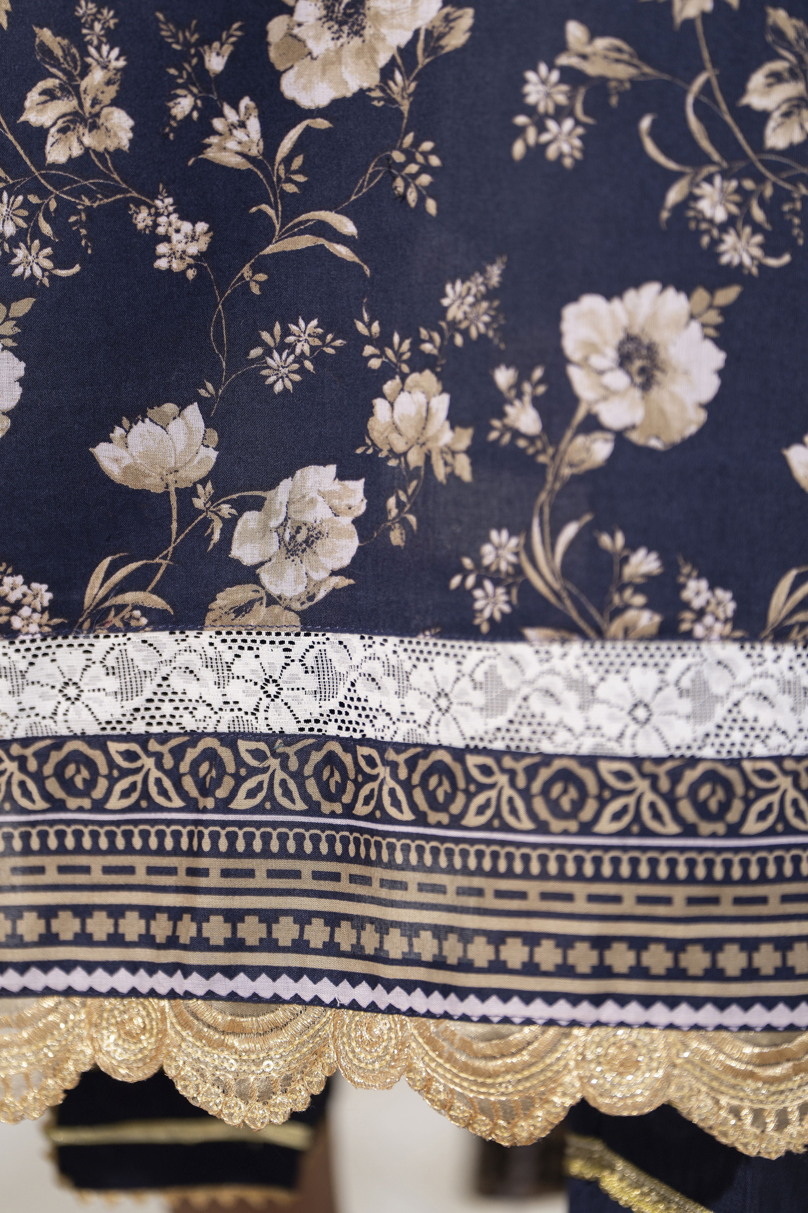 Zaina Bliss 3pc Printed Lawn Long Shirt With Gota Work Bliss4