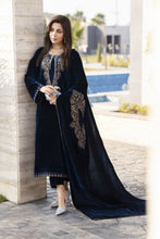 Aleezay KASHMÉ – Midnight Teal Velvet 3pc Suit with Velvet Shawl KA8