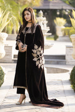 Aleezay KASHMÉ – Dark Brown Velvet 3pc Suit with Velvet Shawl KA4