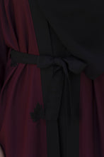 Zaina Veil of Grace – Embroidered Maroon & Black Abaya Set with Scarf & Belt ZVG7