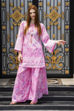 Zaiwa Pink 2pc Printed Lawn Sharara Suit with Handmade Neckline – DZ7