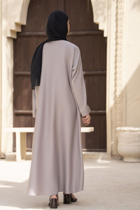 Zaina Veil of Grace – Hand Embellished Taupe Abaya ZVG8