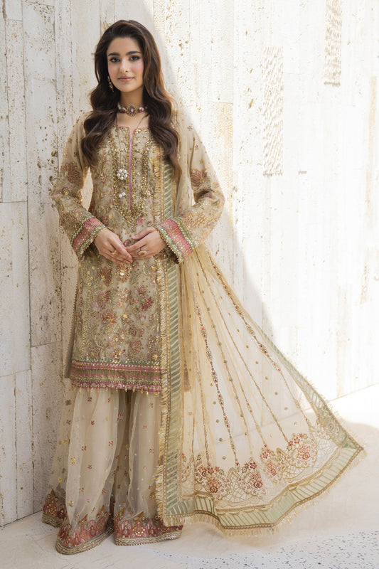 Arwah The Wedding Guest Edit 3pc Handworked Net Gharara Suit – ASG6