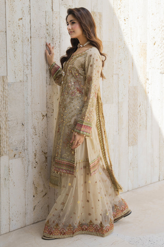 Arwah The Wedding Guest Edit 3pc Handworked Net Gharara Suit – ASG6