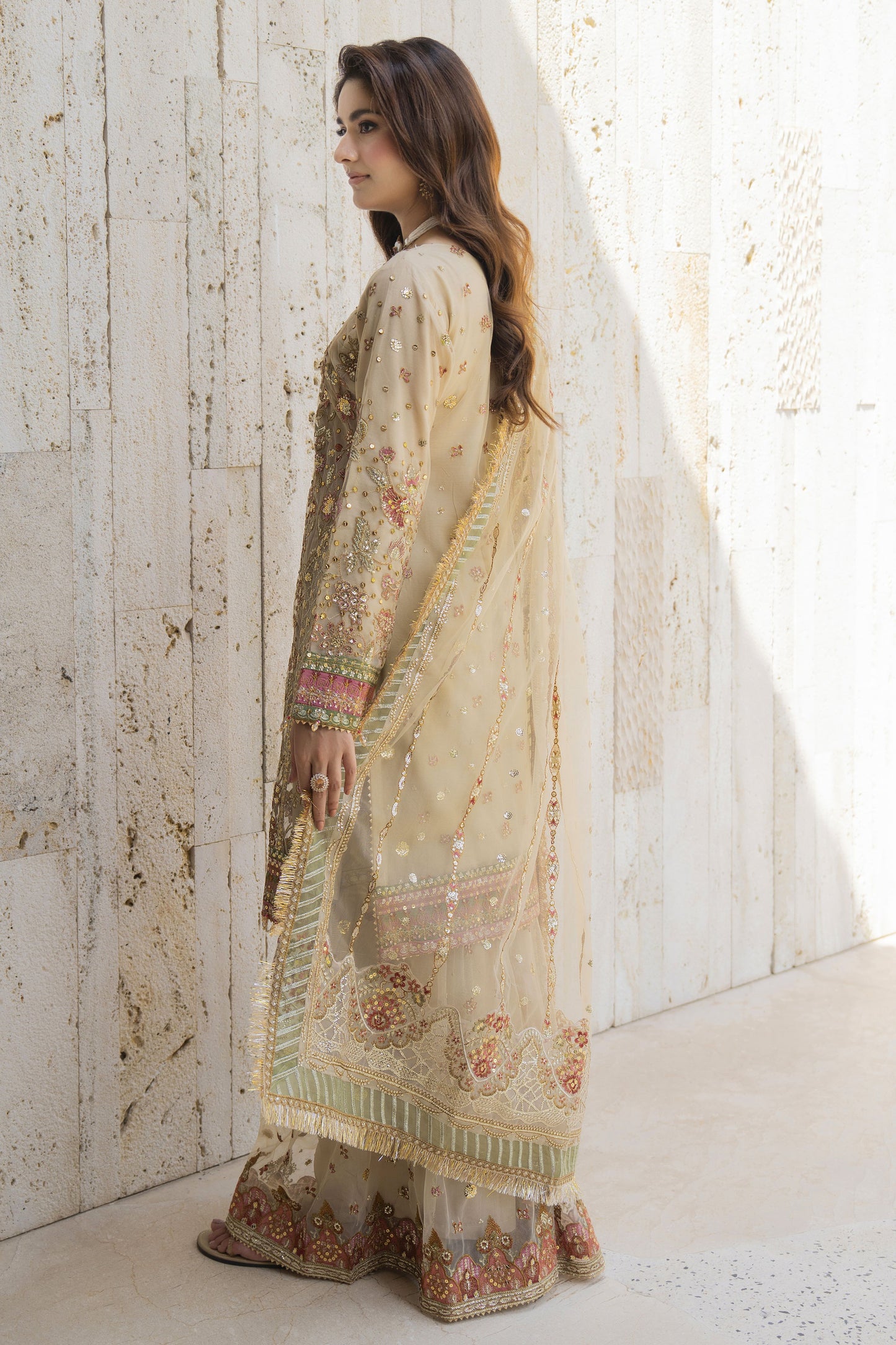 Arwah The Wedding Guest Edit 3pc Handworked Net Gharara Suit – ASG6