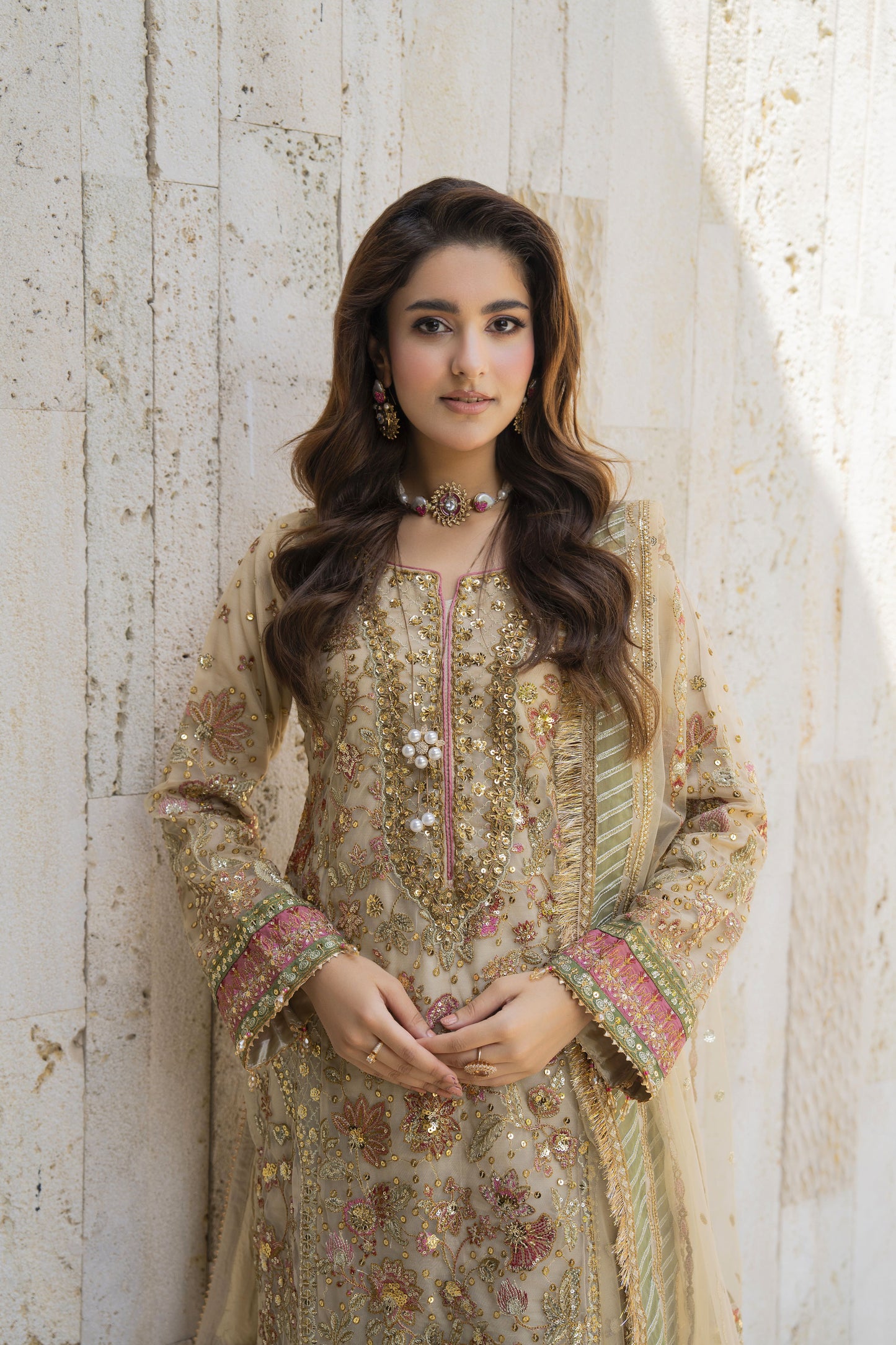 Arwah The Wedding Guest Edit 3pc Handworked Net Gharara Suit – ASG6