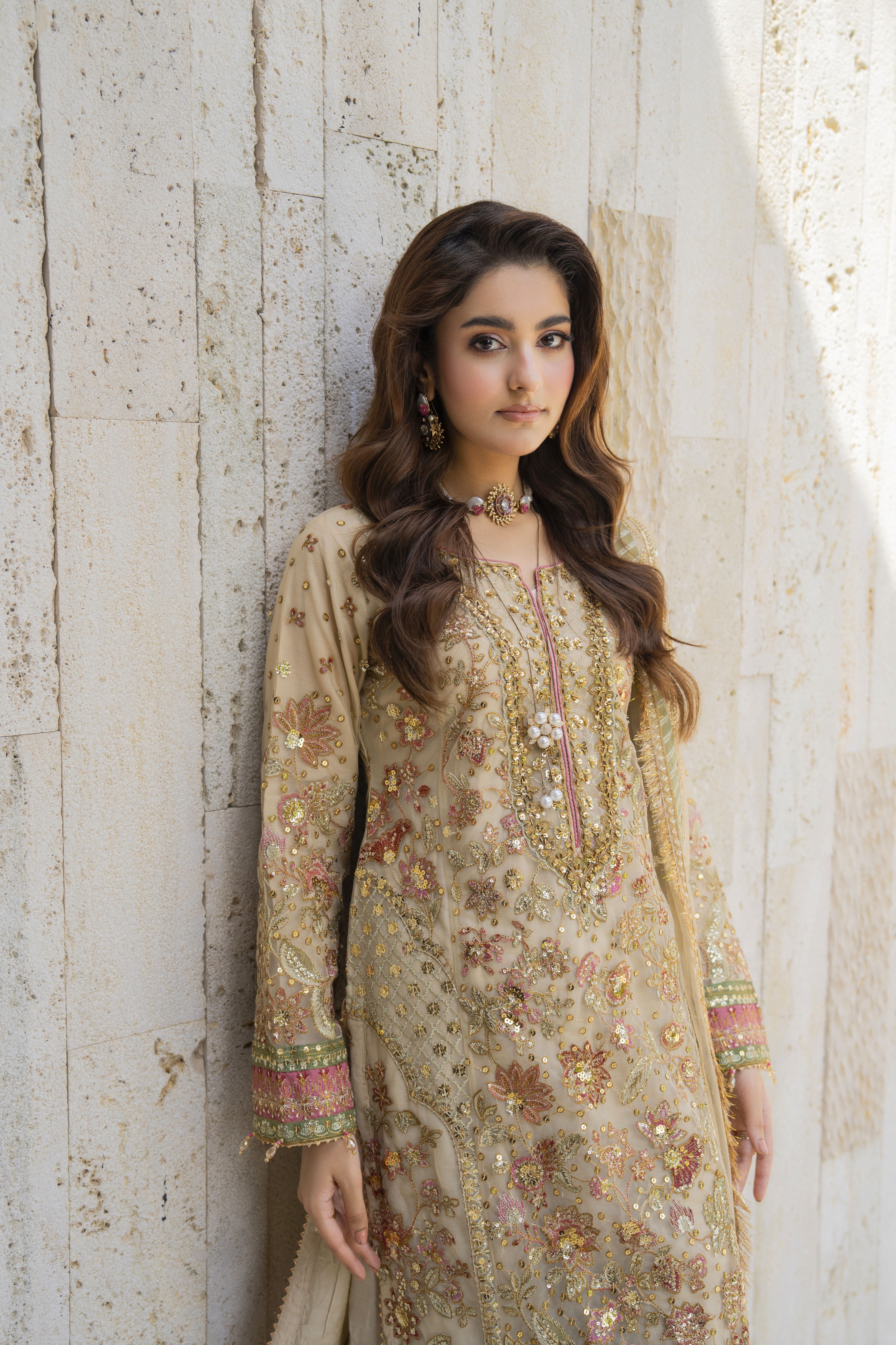 Arwah The Wedding Guest Edit 3pc Handworked Net Gharara Suit – ASG6