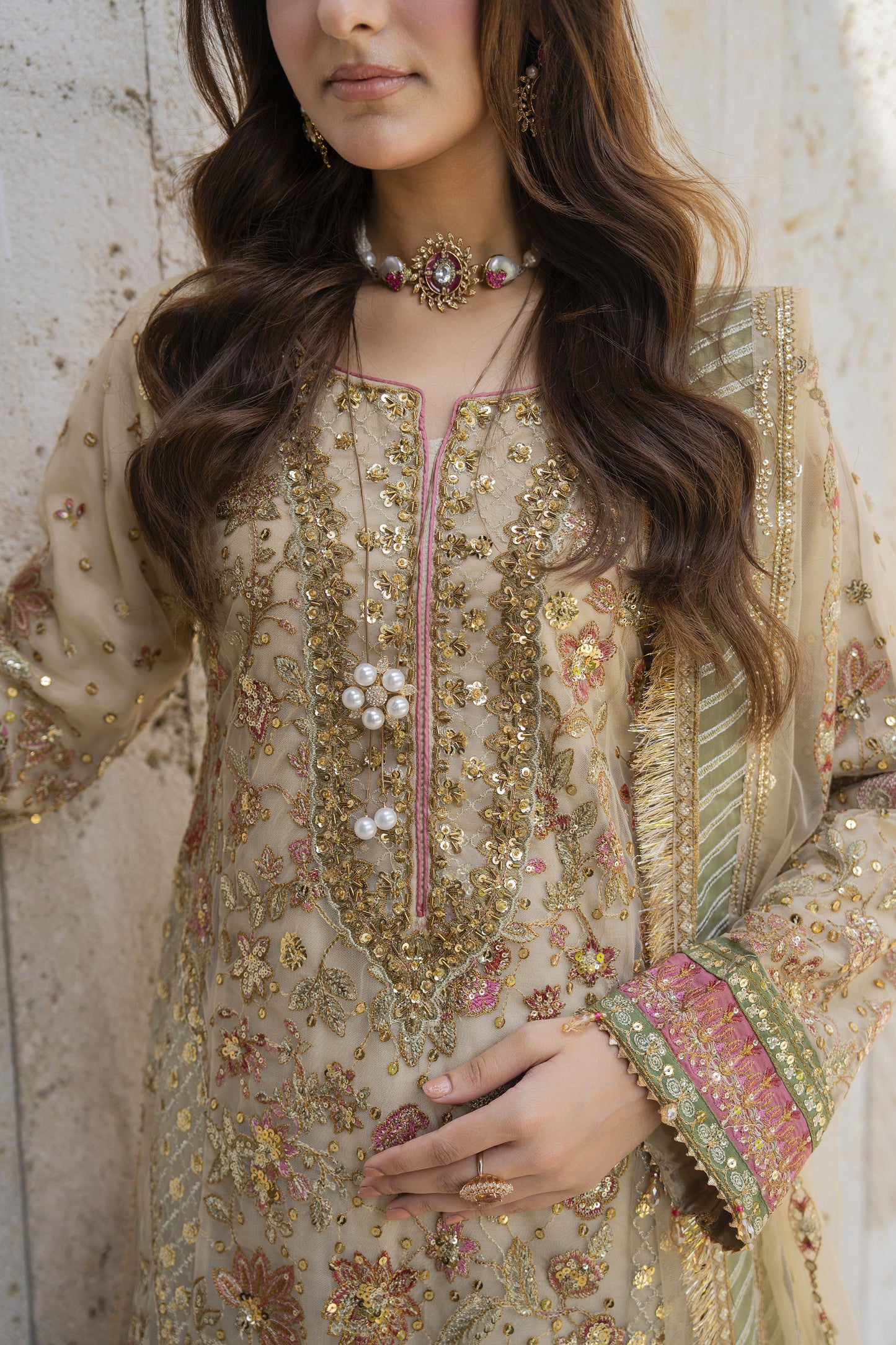 Arwah The Wedding Guest Edit 3pc Handworked Net Gharara Suit – ASG6