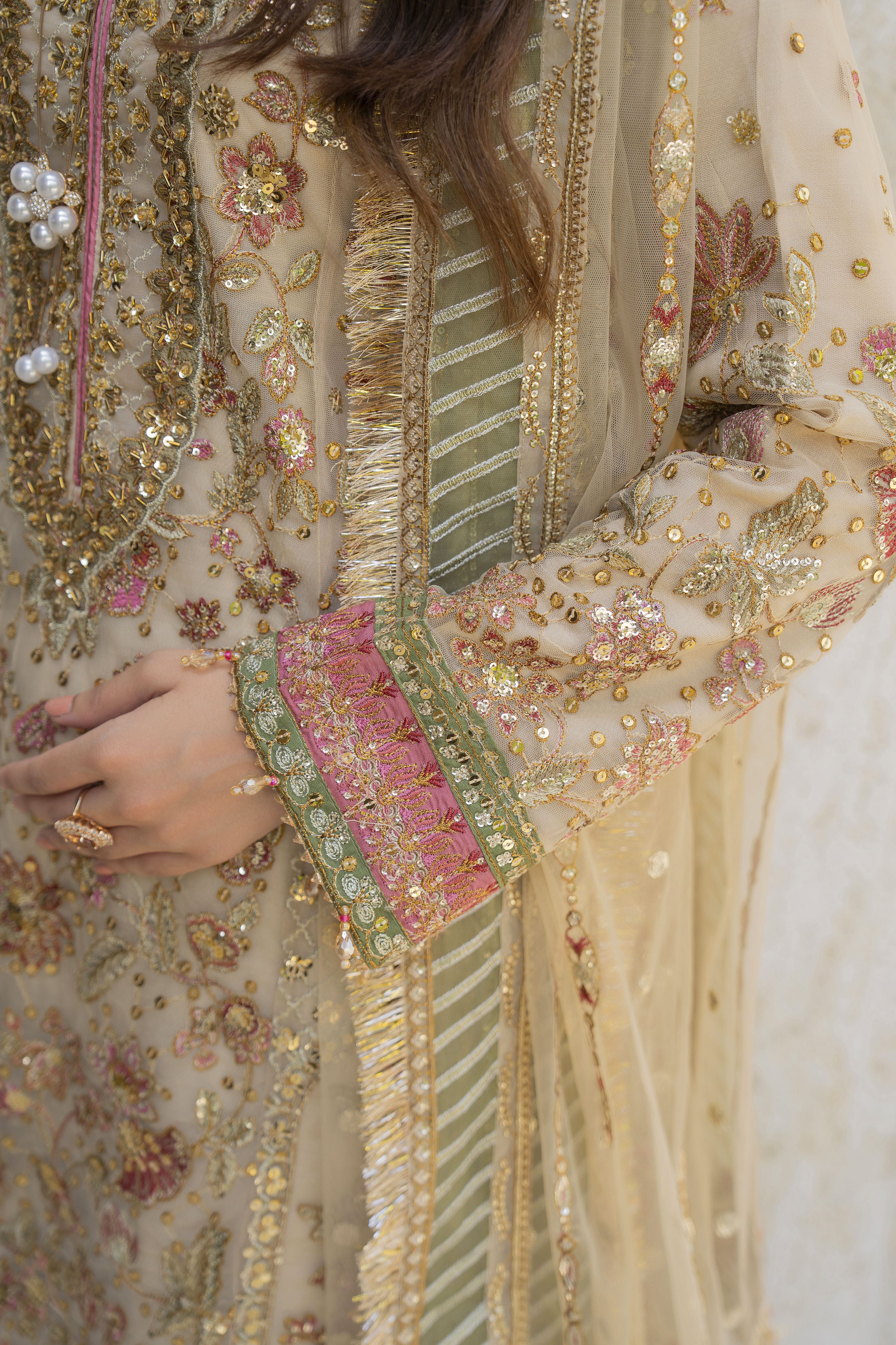 Arwah The Wedding Guest Edit 3pc Handworked Net Gharara Suit – ASG6
