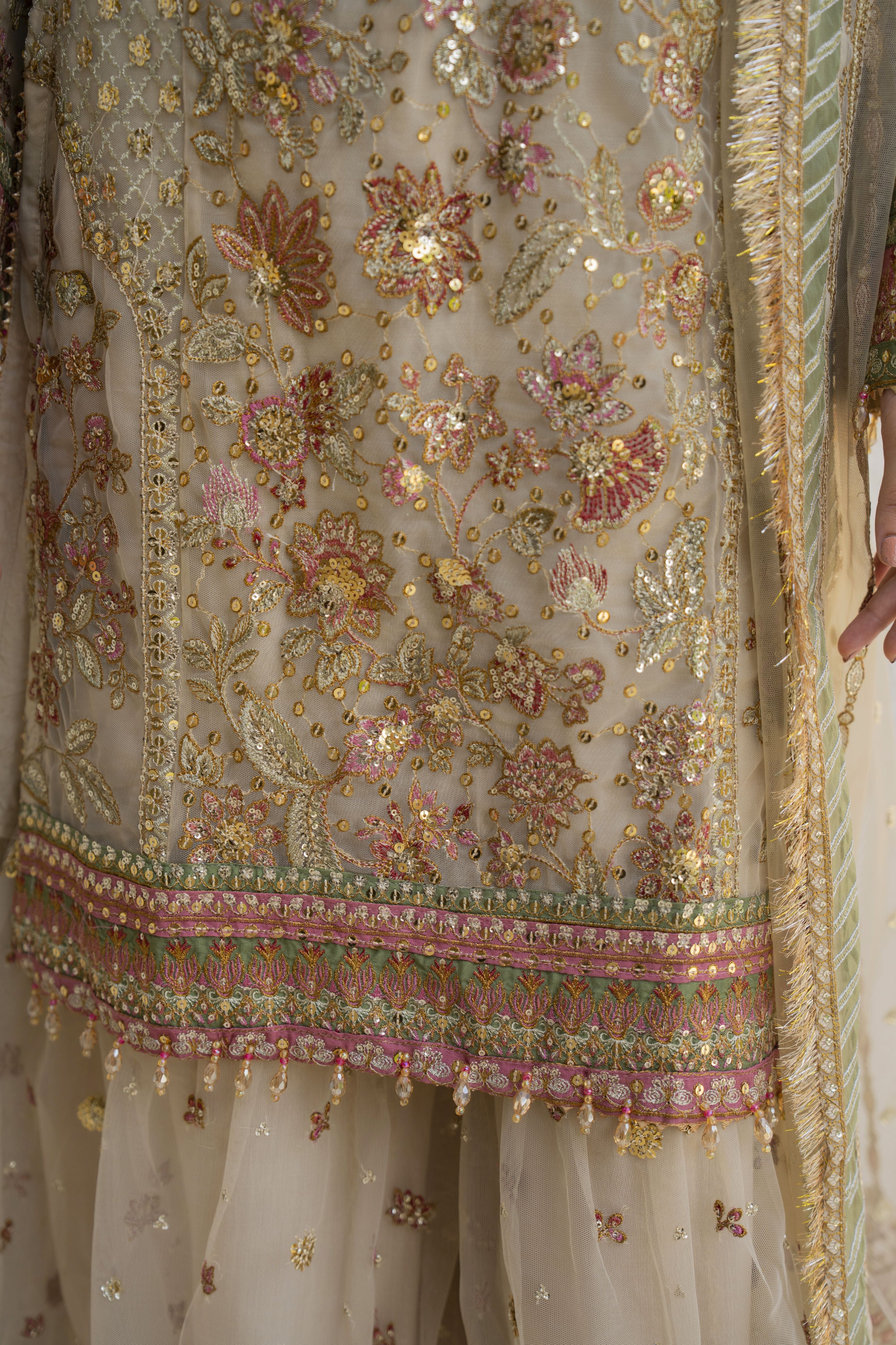 Arwah The Wedding Guest Edit 3pc Handworked Net Gharara Suit – ASG6