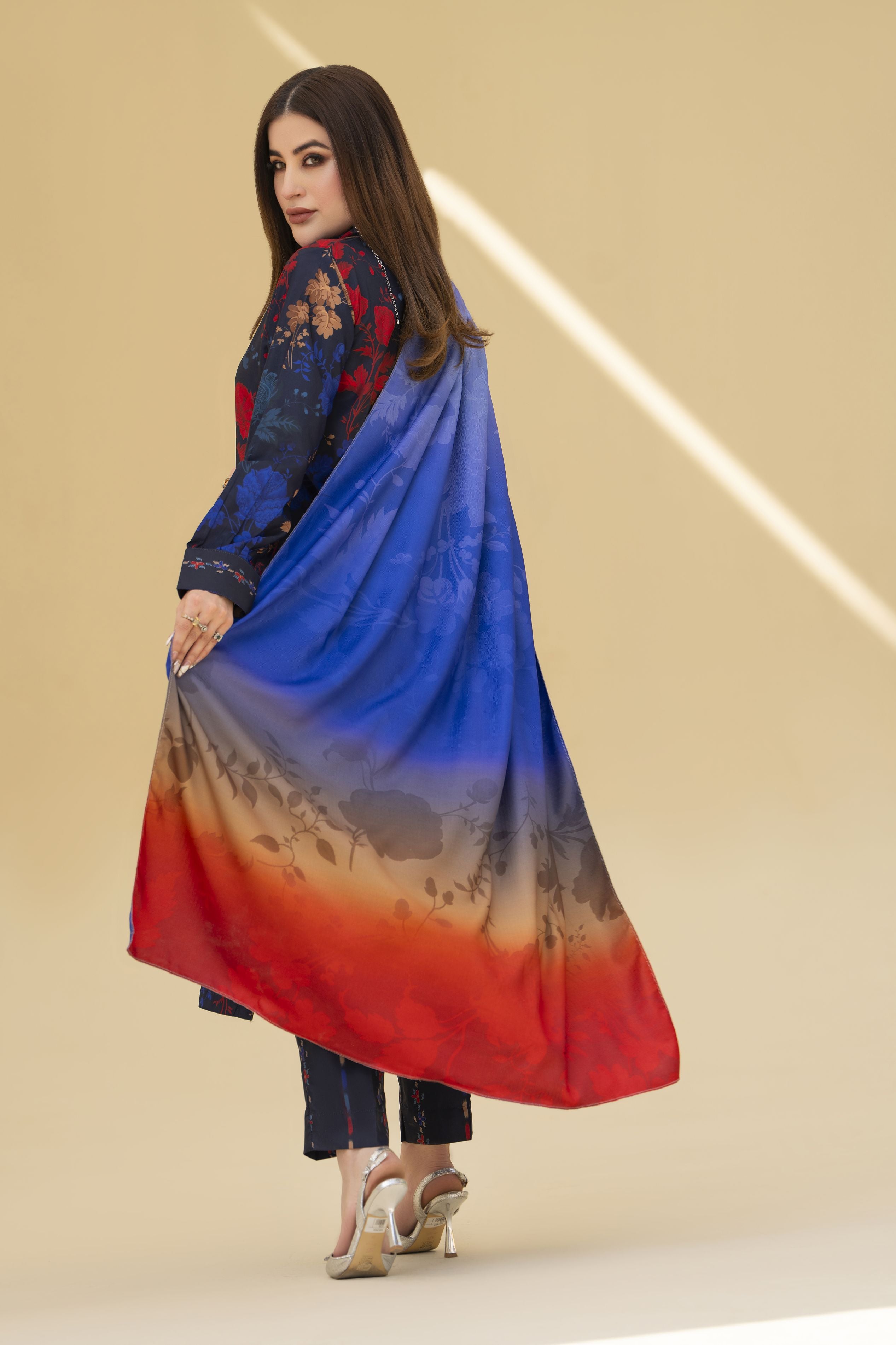 Zaiwa Winter Shawl – Printed Grip 3pc Long Dress ZWS8