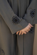 Zaina Veil of Grace – Hand Embellished Olive Grey Abaya ZVG9