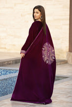Aleezay KASHMÉ – Plum Purple Velvet 3pc Suit with Velvet Shawl KA7