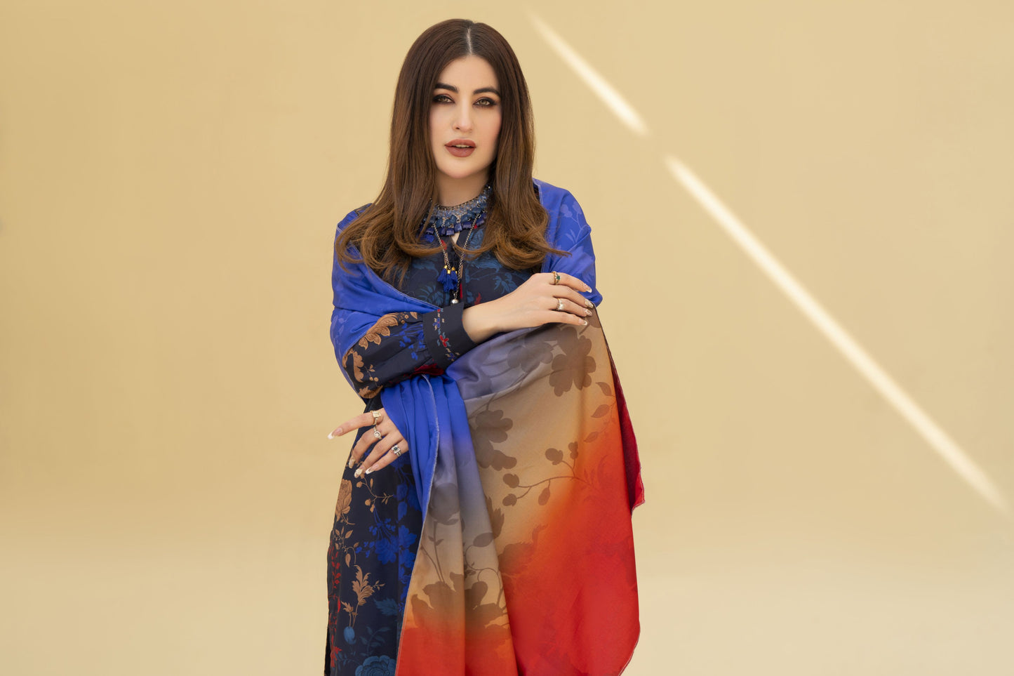 Zaiwa Winter Shawl – Printed Grip 3pc Long Dress ZWS8