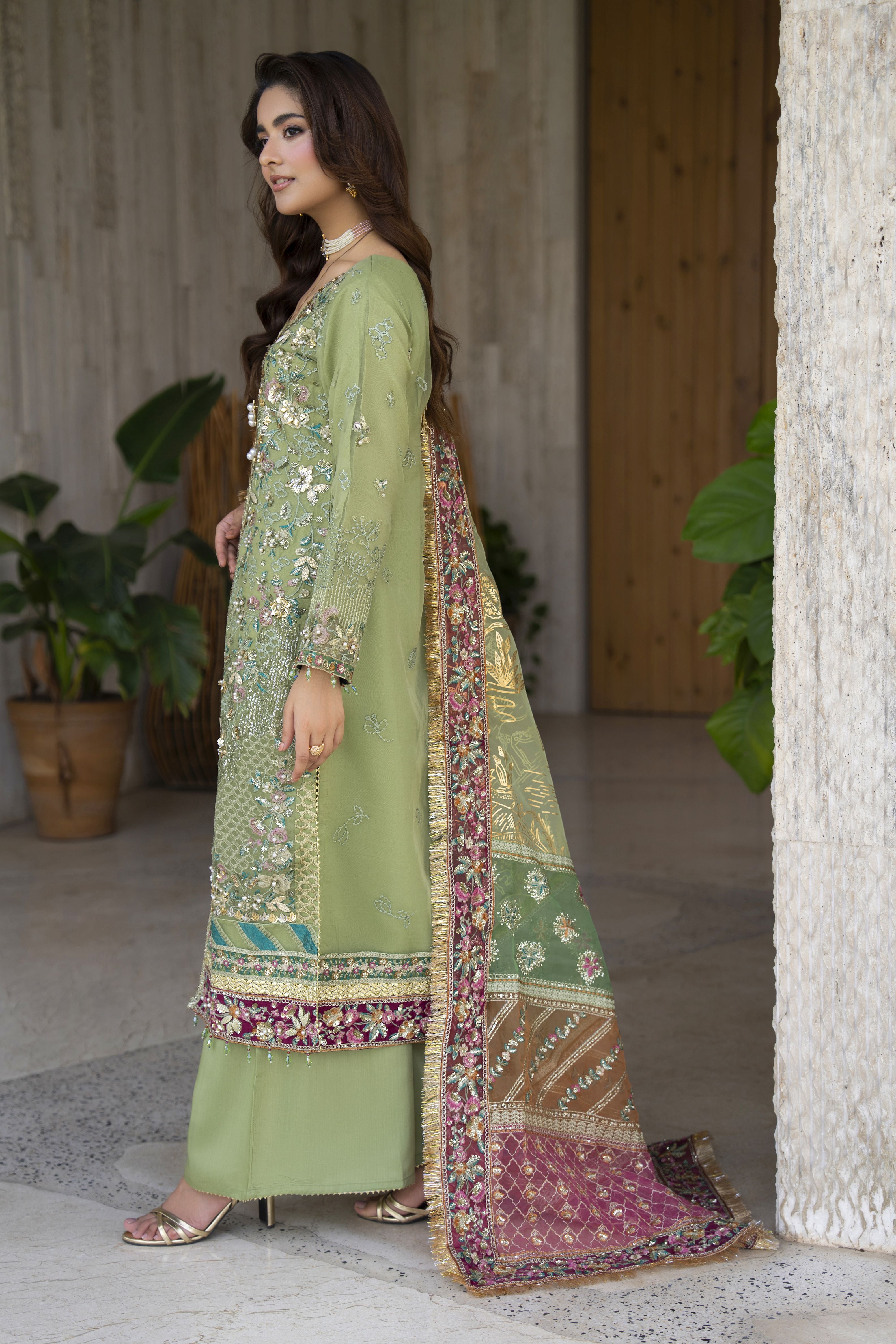 Arwah 3pc Handworked Organza Wedding Guest Suit – ASG1