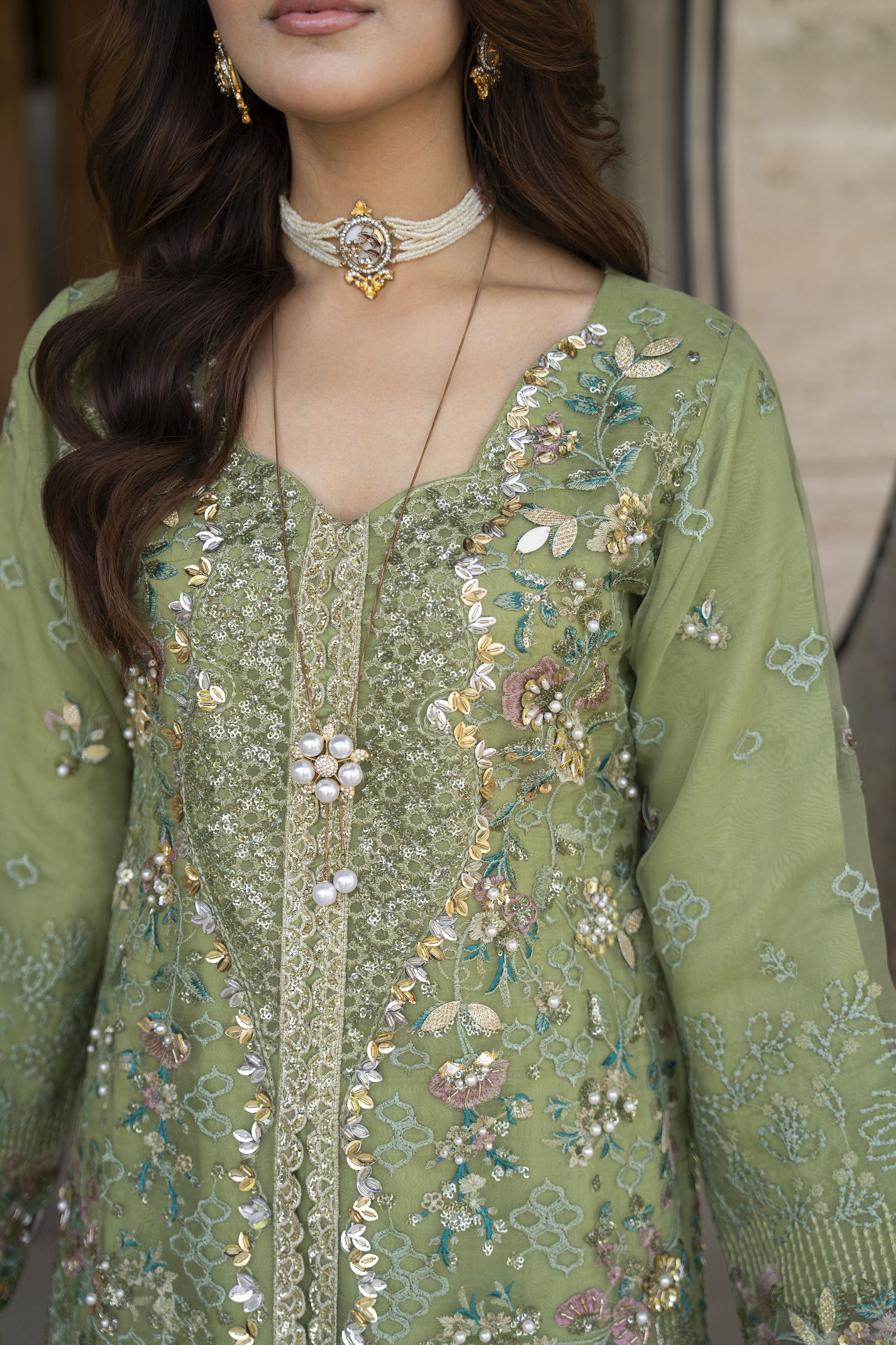 Arwah 3pc Handworked Organza Wedding Guest Suit – ASG1