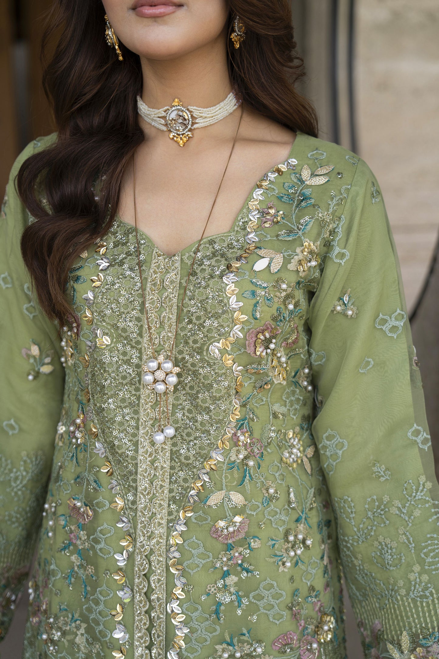 Arwah 3pc Handworked Organza Wedding Guest Suit – ASG1