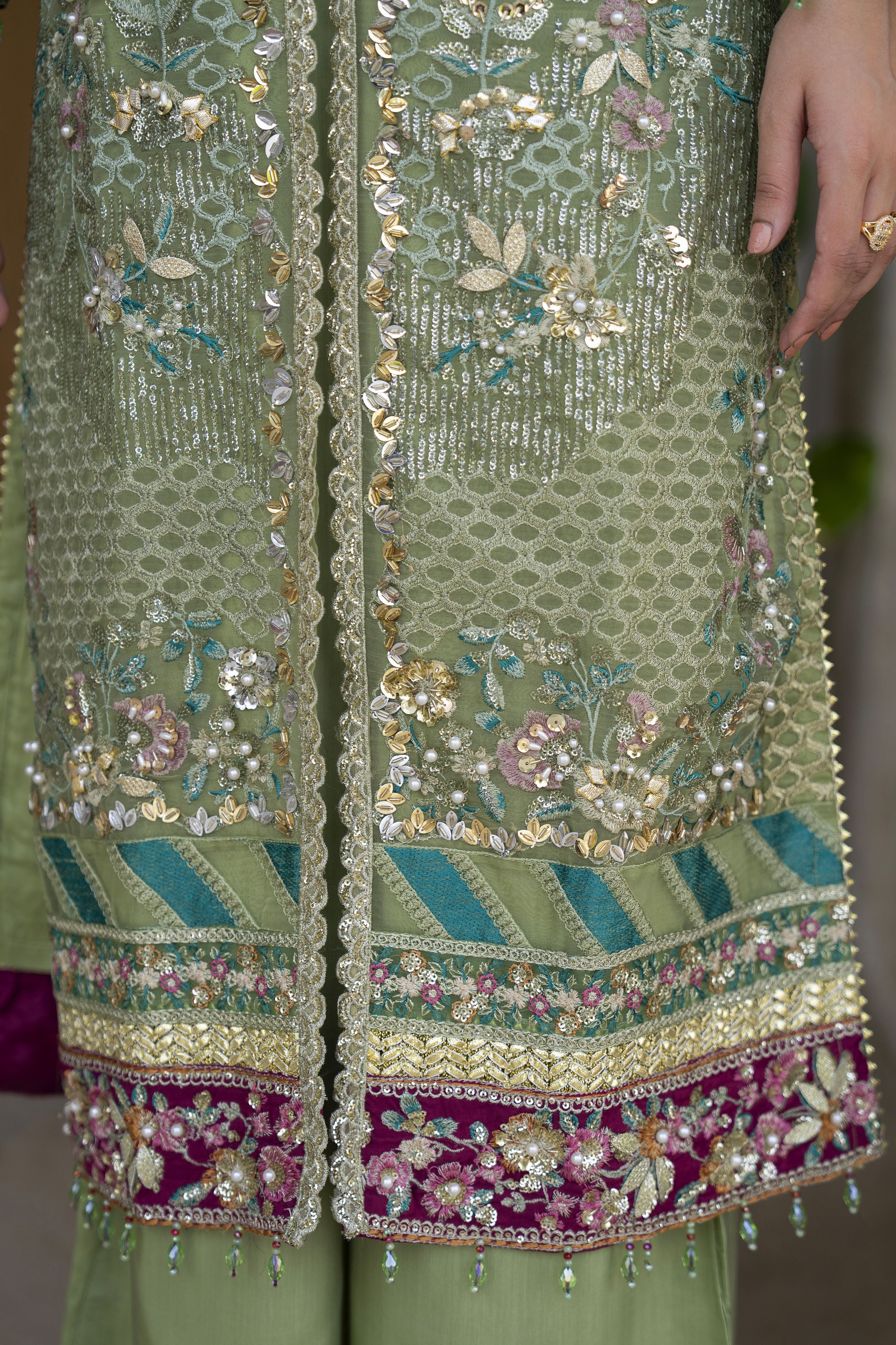 Arwah 3pc Handworked Organza Wedding Guest Suit – ASG1