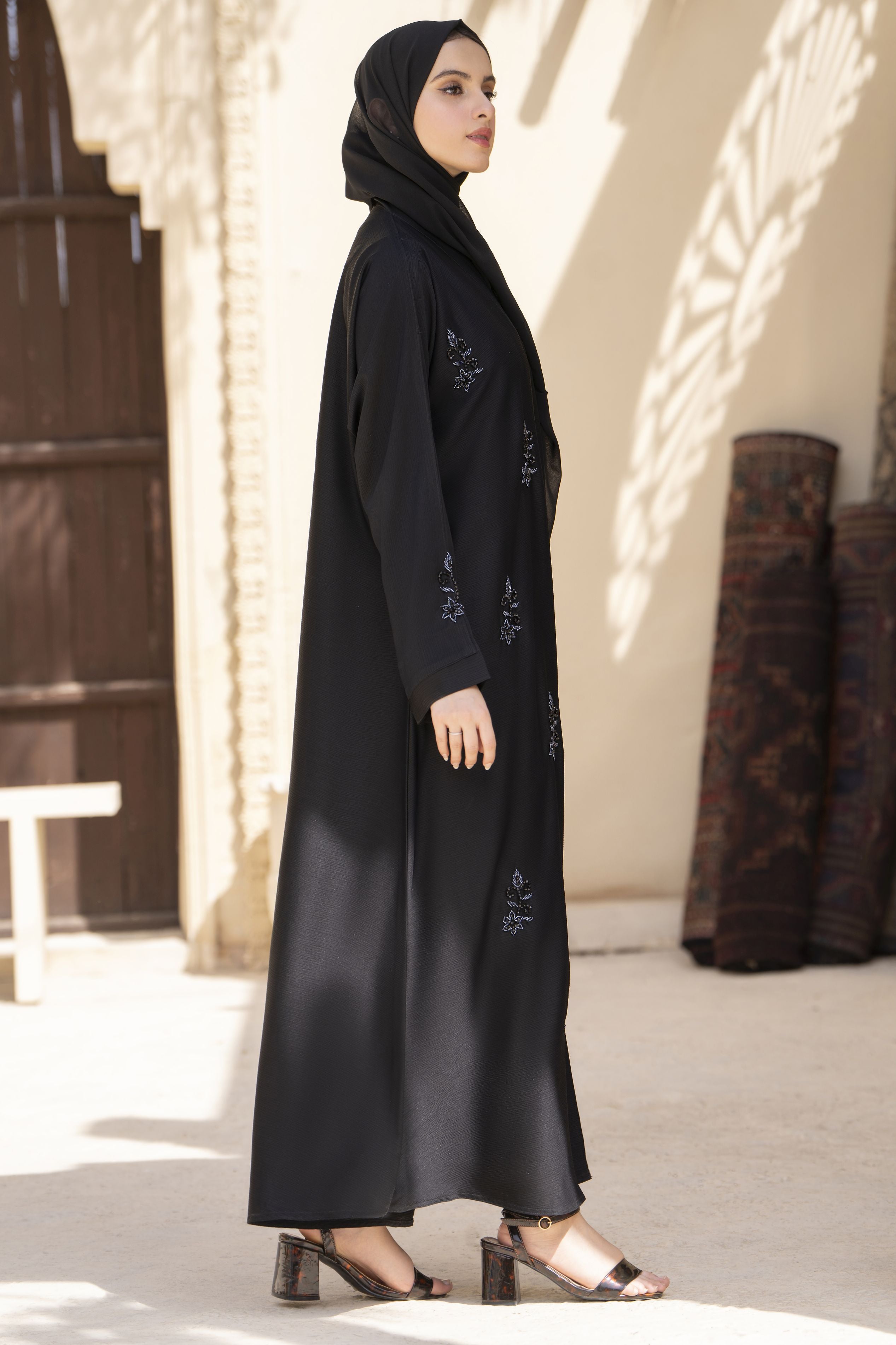 Black Hand Embellished Nida Abaya – Veil of Grace by Zaina ZVG17