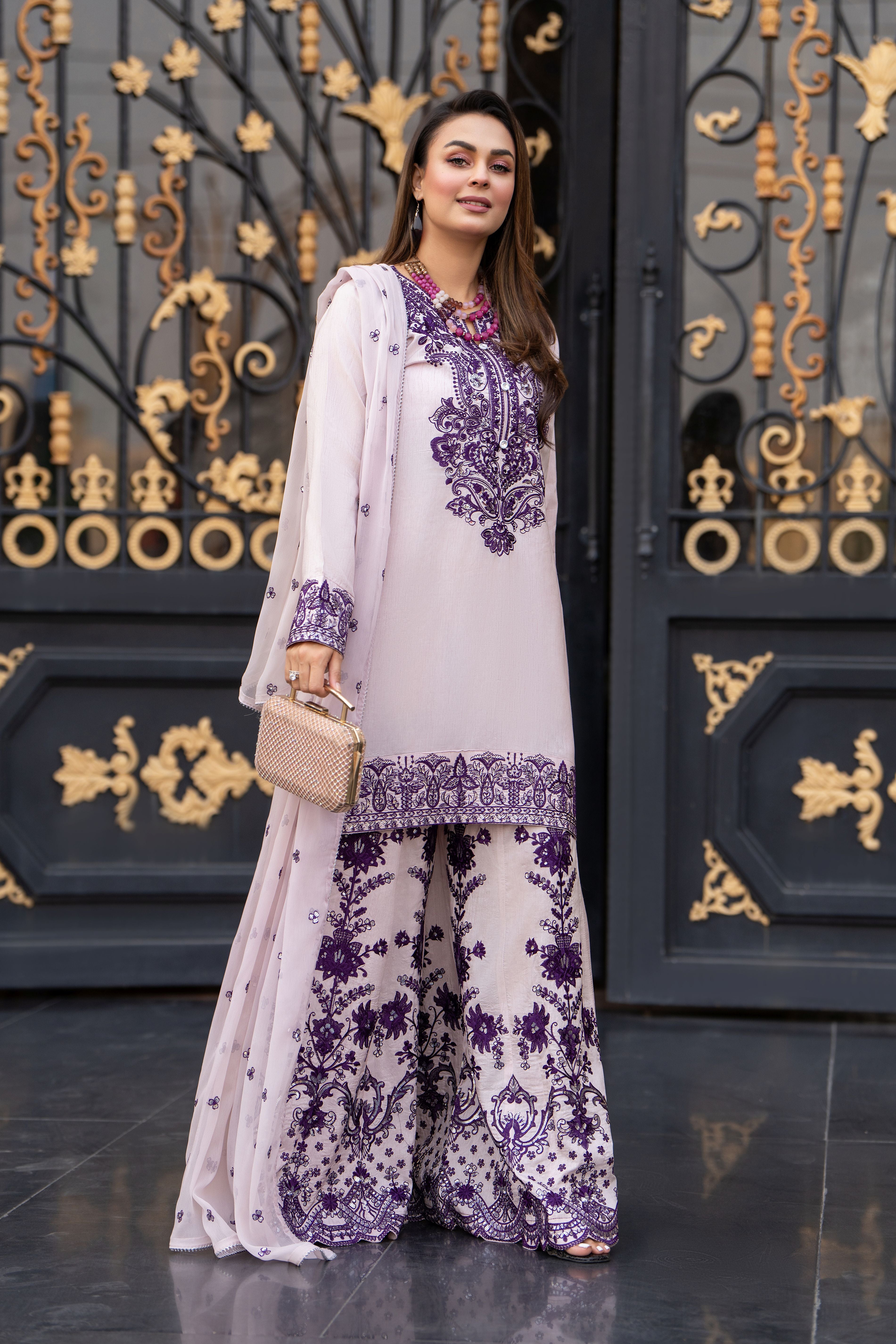 Raw Silk and Sparkle Ready to Wear Dress by Gul Warun RSS10