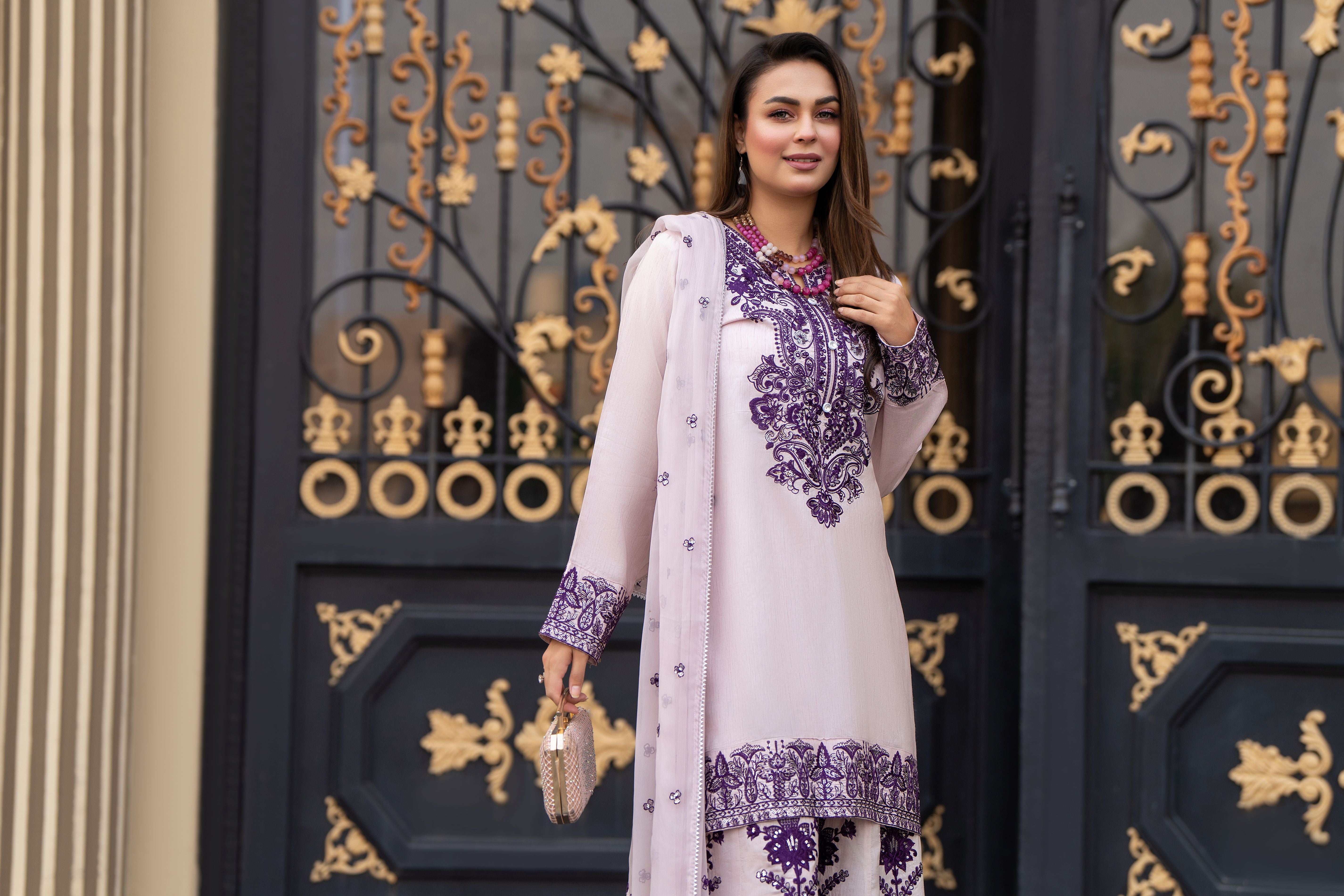 Raw Silk and Sparkle Ready to Wear Dress by Gul Warun RSS10