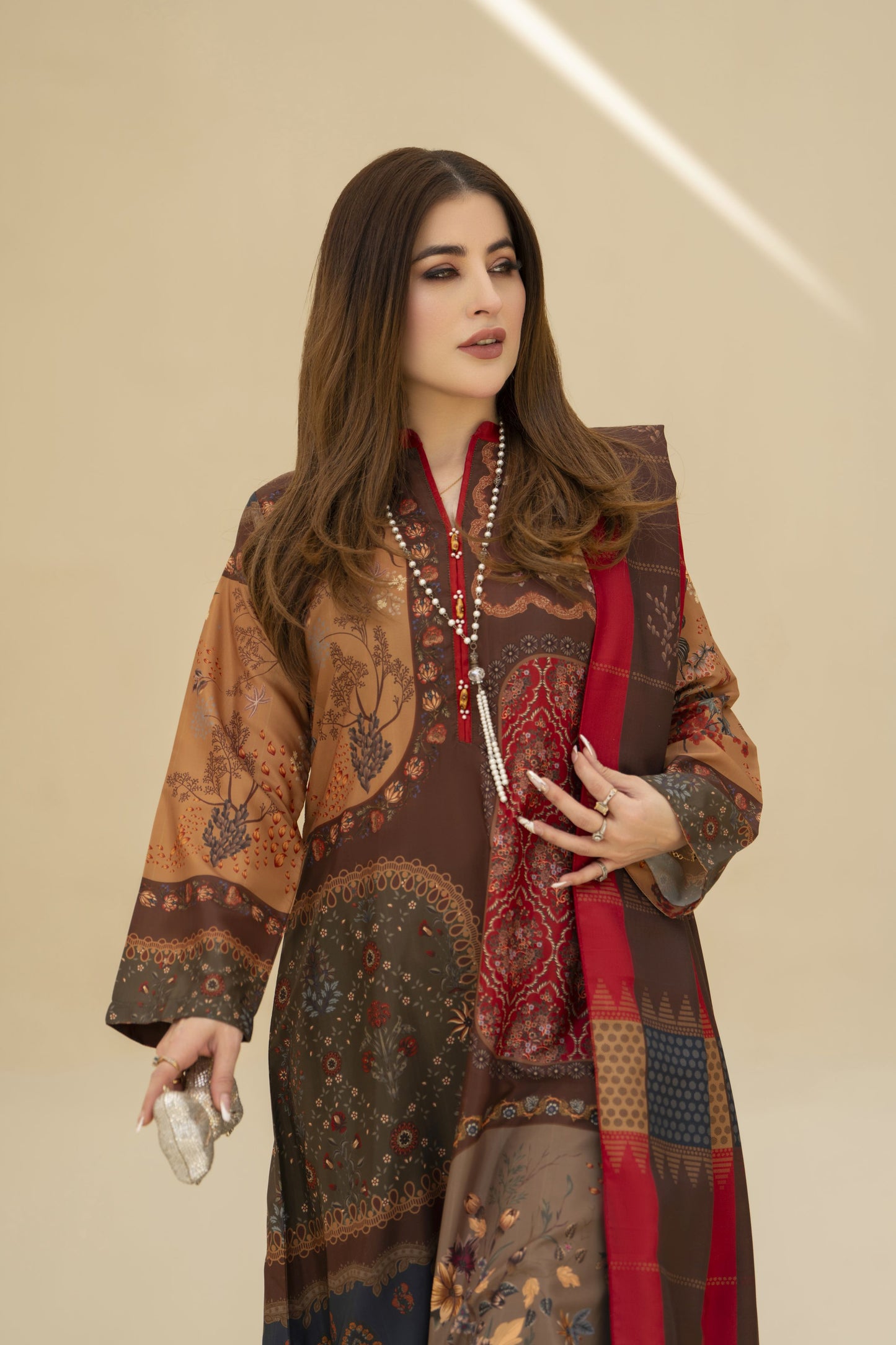 Zaiwa Winter Shawl – Printed Grip 3pc Long Dress ZWS2