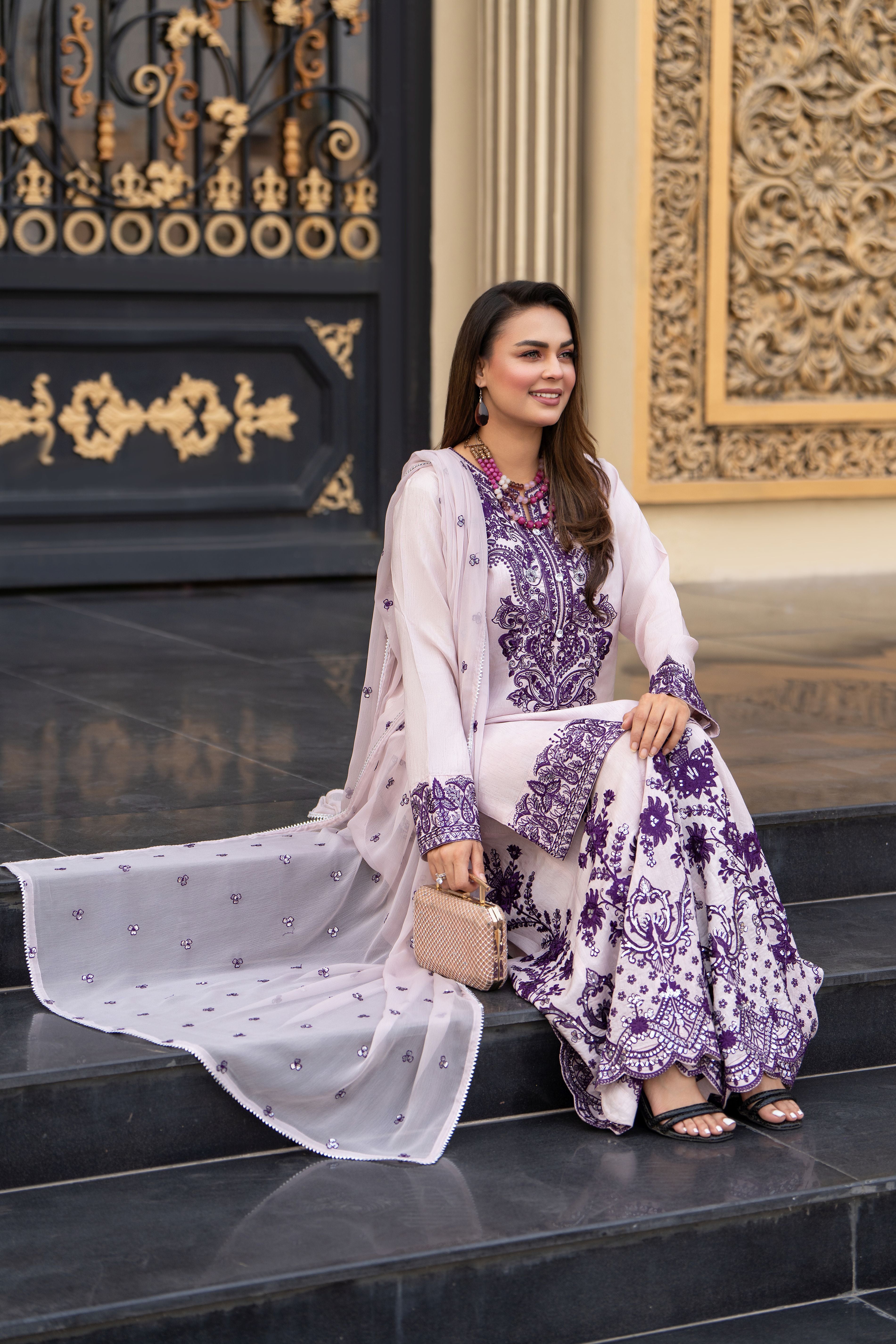 Raw Silk and Sparkle Ready to Wear Dress by Gul Warun RSS10