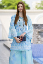 Zaiwa Aqua Blue 2pc Printed Lawn Sharara Suit with Handmade Neckline – DZ9