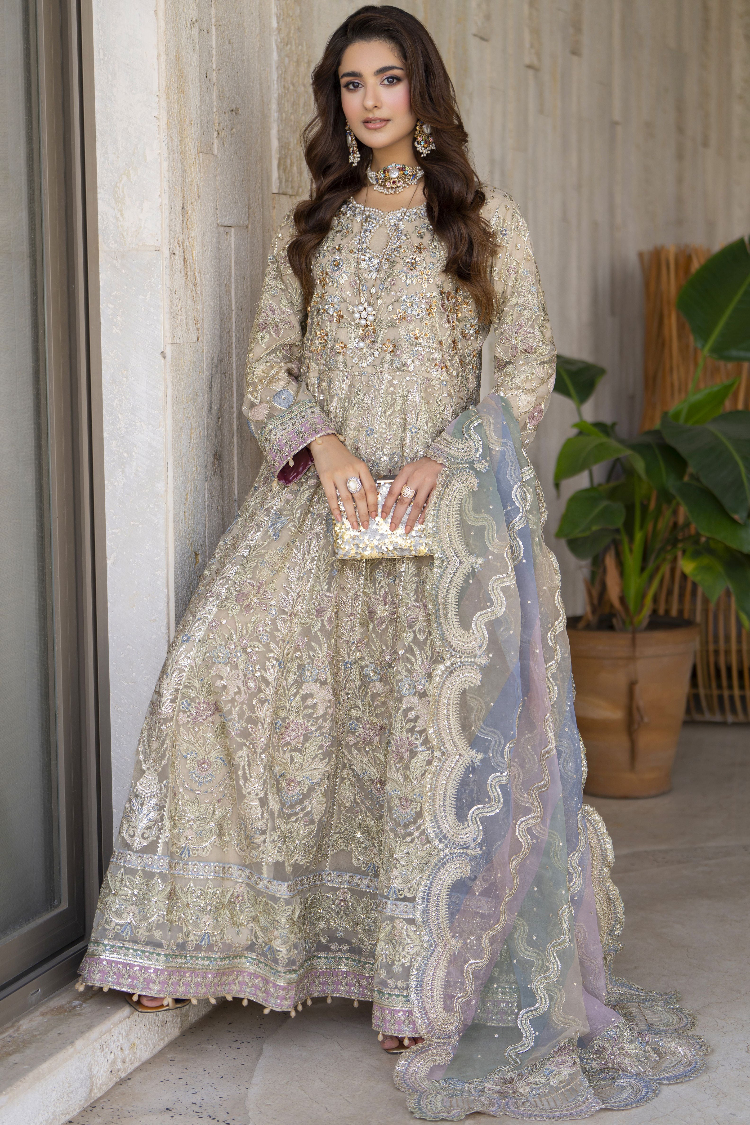 Arwah The Wedding Guest Edit 3pc Handworked Net Frock – ASG4