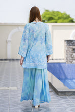 Zaiwa Aqua Blue 2pc Printed Lawn Sharara Suit with Handmade Neckline – DZ9