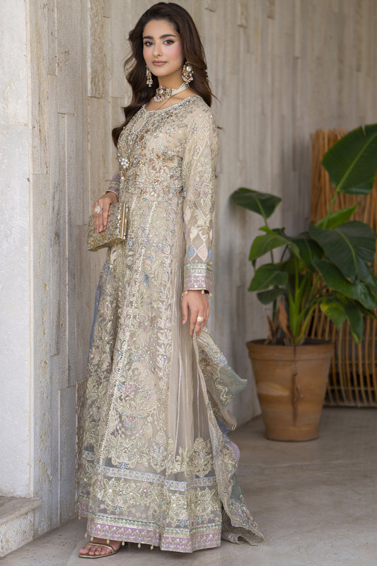 Arwah The Wedding Guest Edit 3pc Handworked Net Frock – ASG4