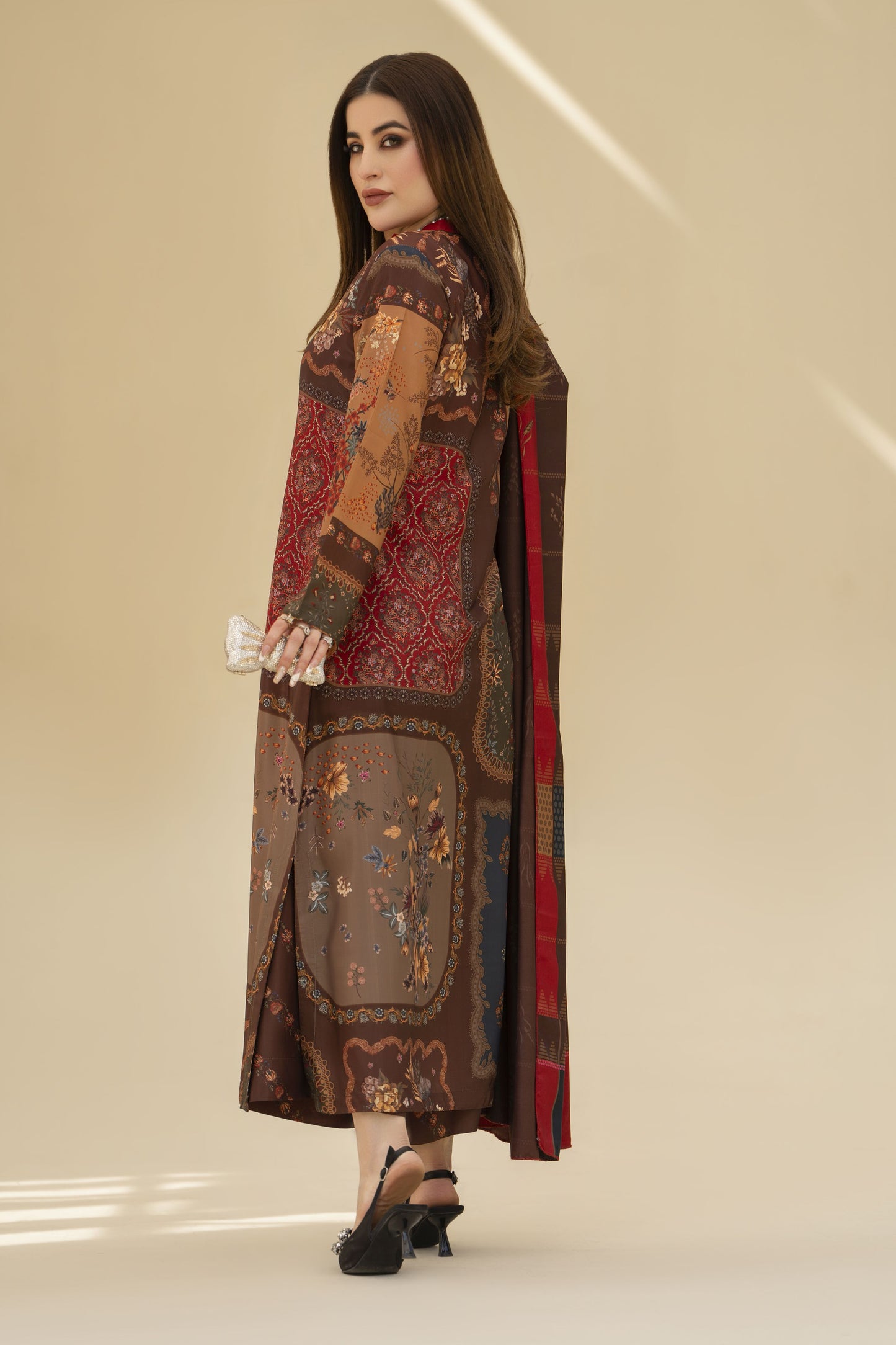 Zaiwa Winter Shawl – Printed Grip 3pc Long Dress ZWS2