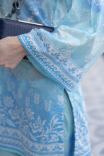 Zaiwa Aqua Blue 2pc Printed Lawn Sharara Suit with Handmade Neckline – DZ9