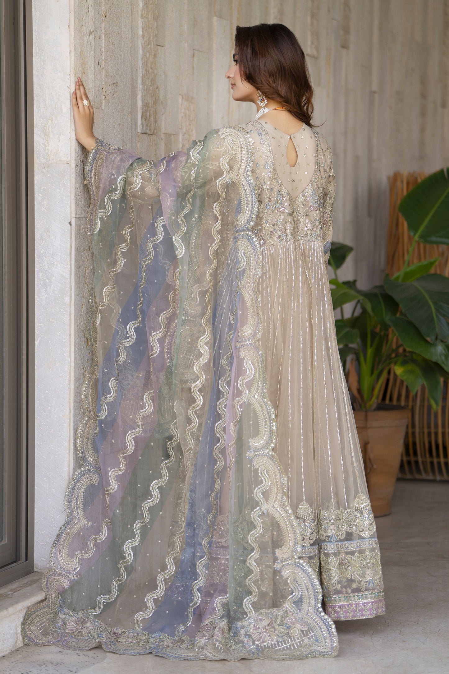 Arwah The Wedding Guest Edit 3pc Handworked Net Frock – ASG4