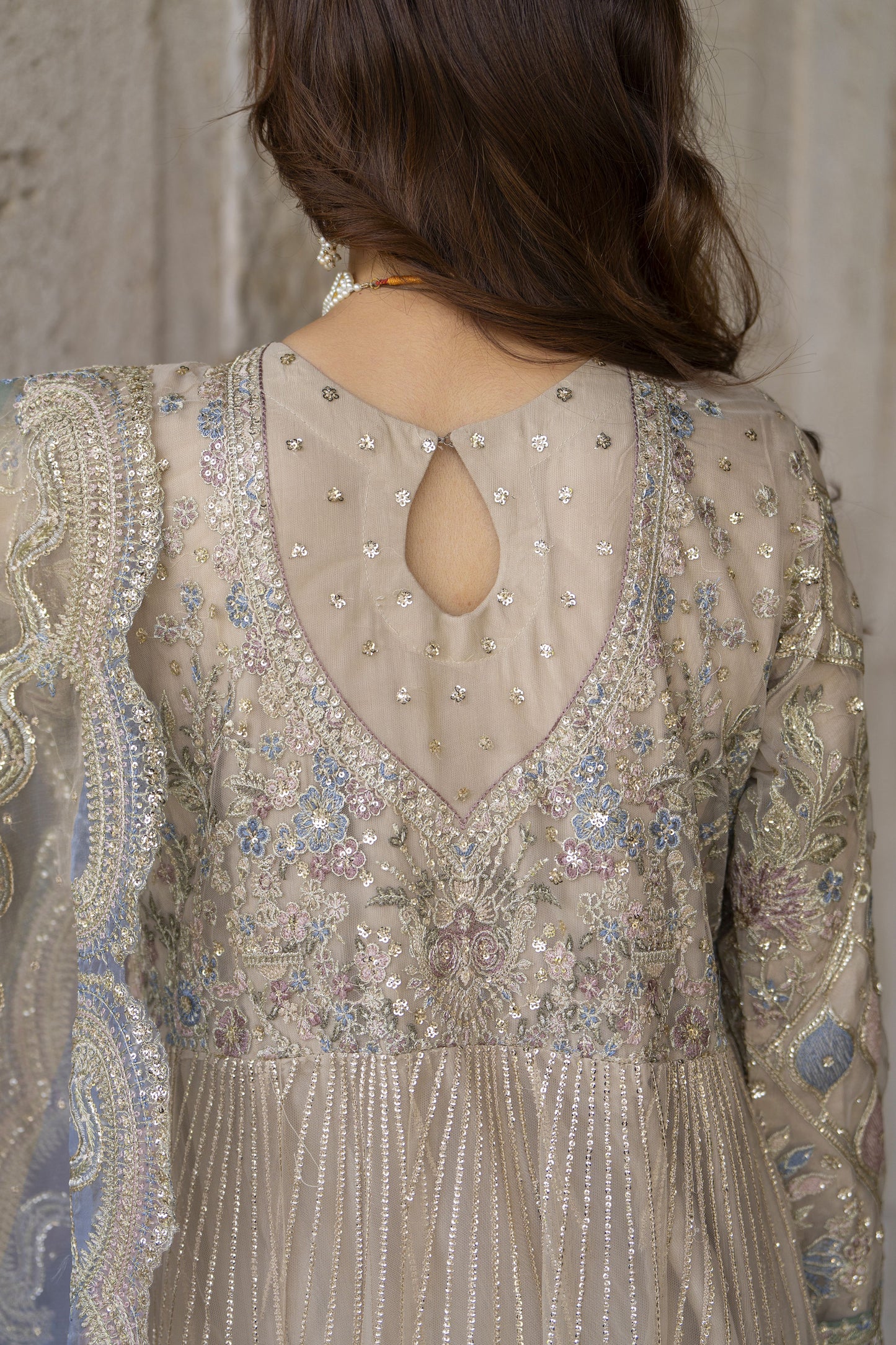 Arwah The Wedding Guest Edit 3pc Handworked Net Frock – ASG4