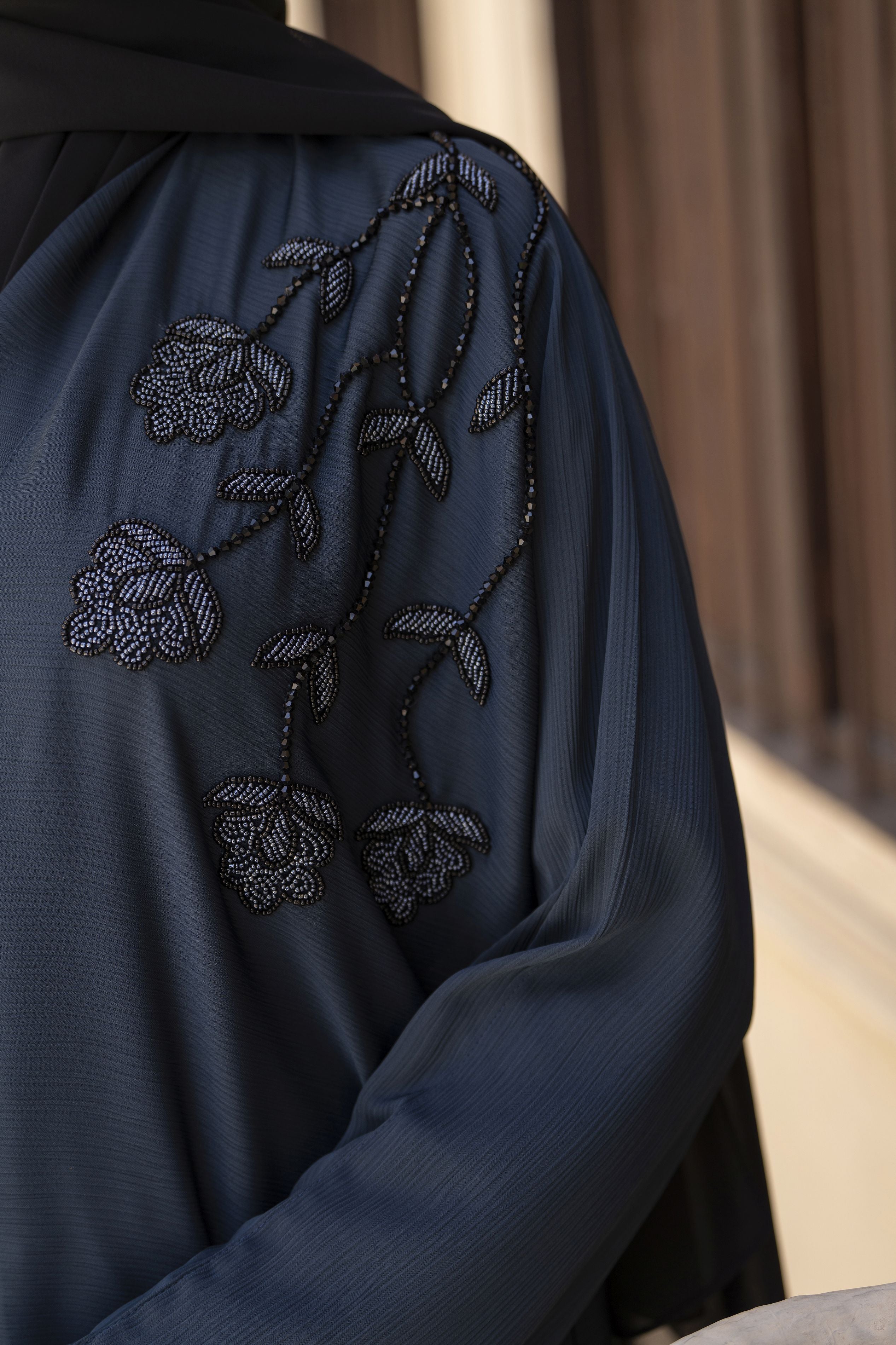 Zaina Veil of Grace – Hand Embellished Dark Teal Abaya ZVG4