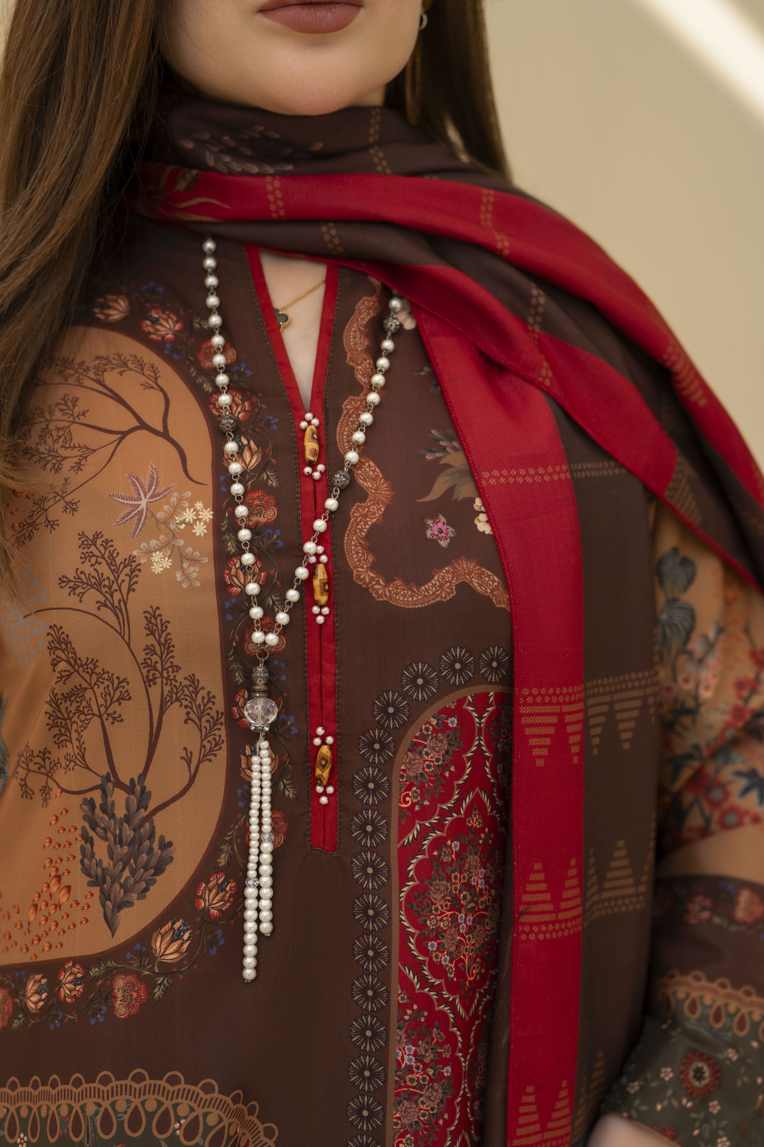 Zaiwa Winter Shawl – Printed Grip 3pc Long Dress ZWS2