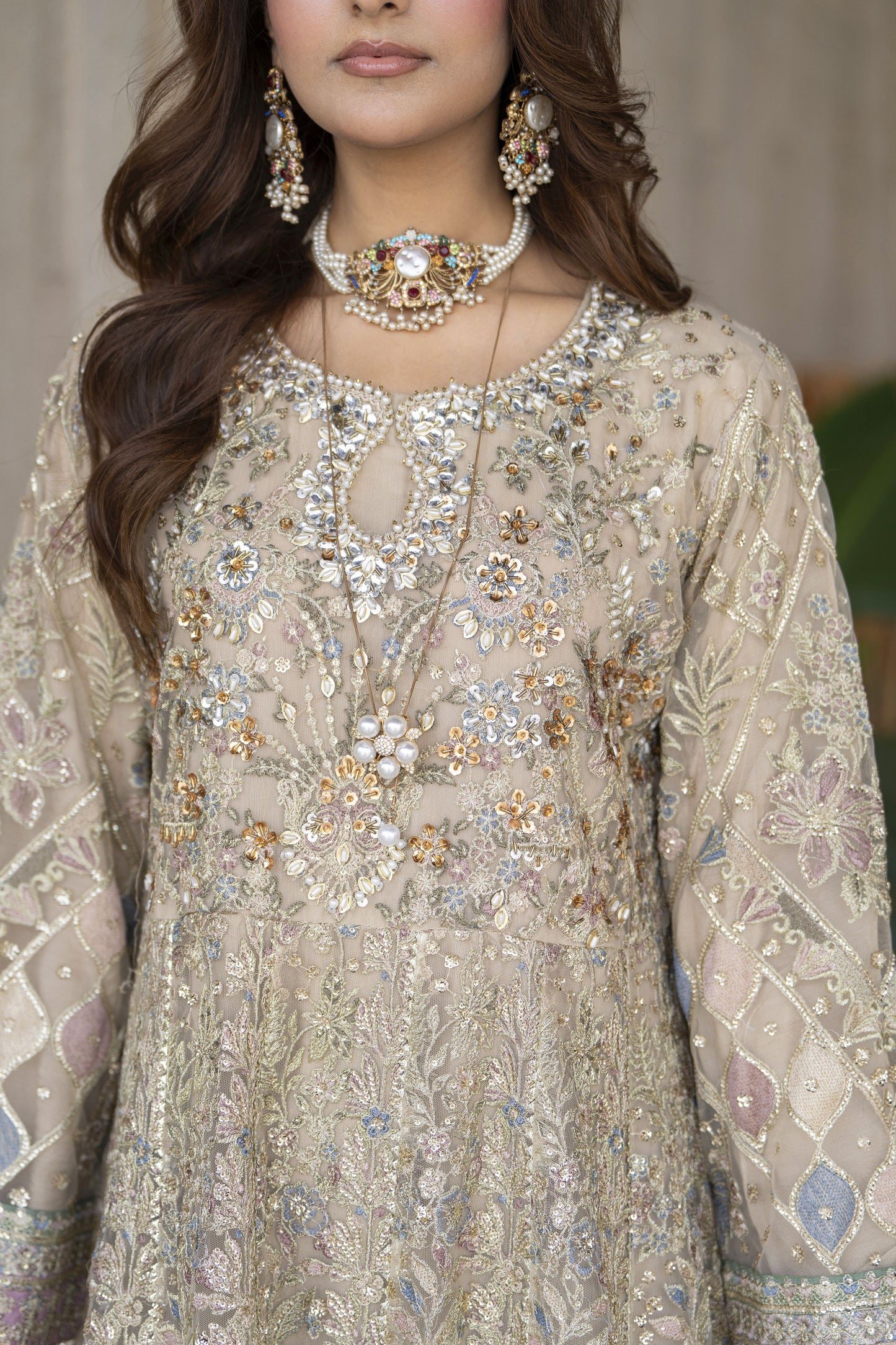 Arwah The Wedding Guest Edit 3pc Handworked Net Frock – ASG4
