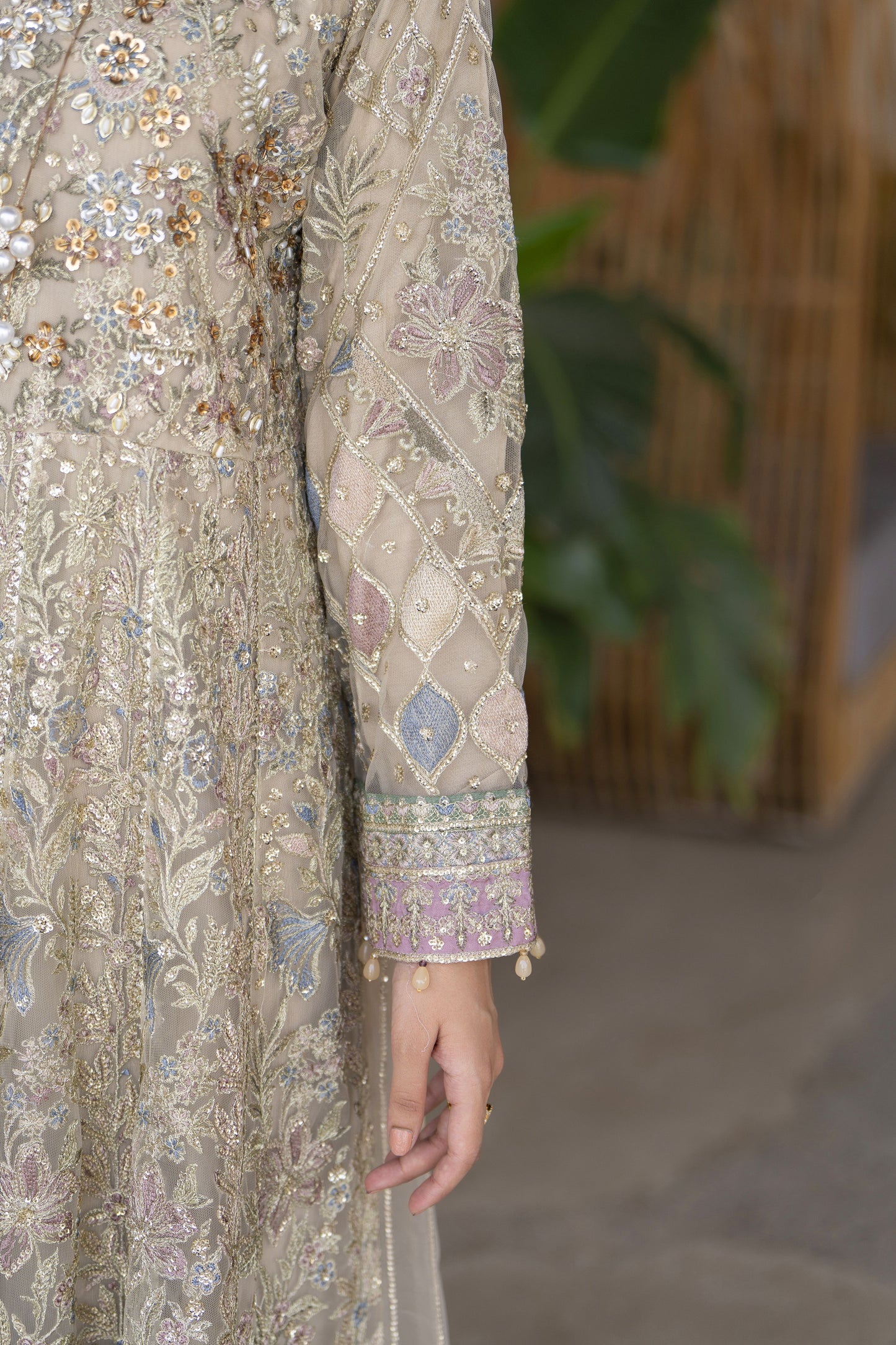 Arwah The Wedding Guest Edit 3pc Handworked Net Frock – ASG4