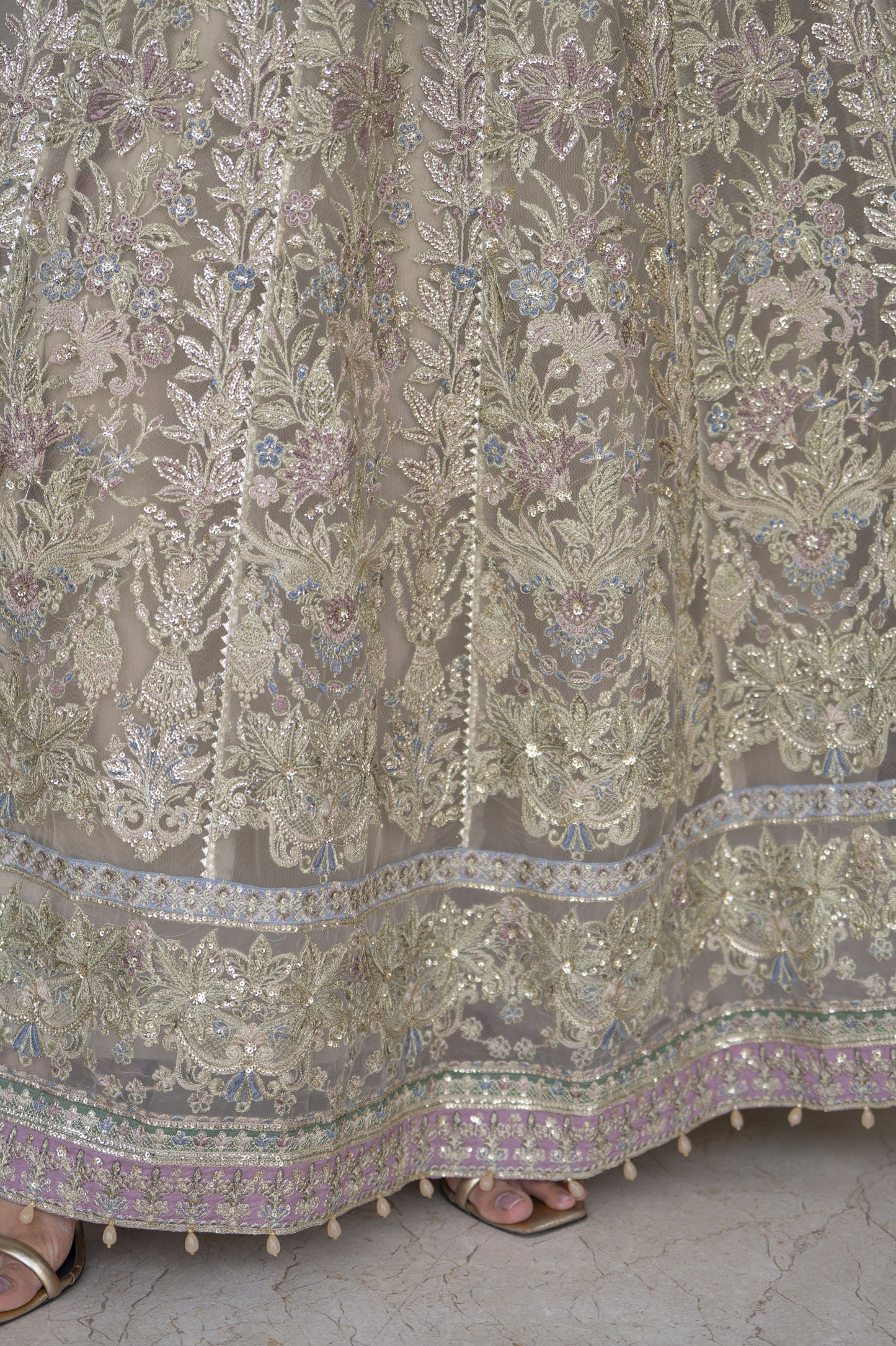 Arwah The Wedding Guest Edit 3pc Handworked Net Frock – ASG4