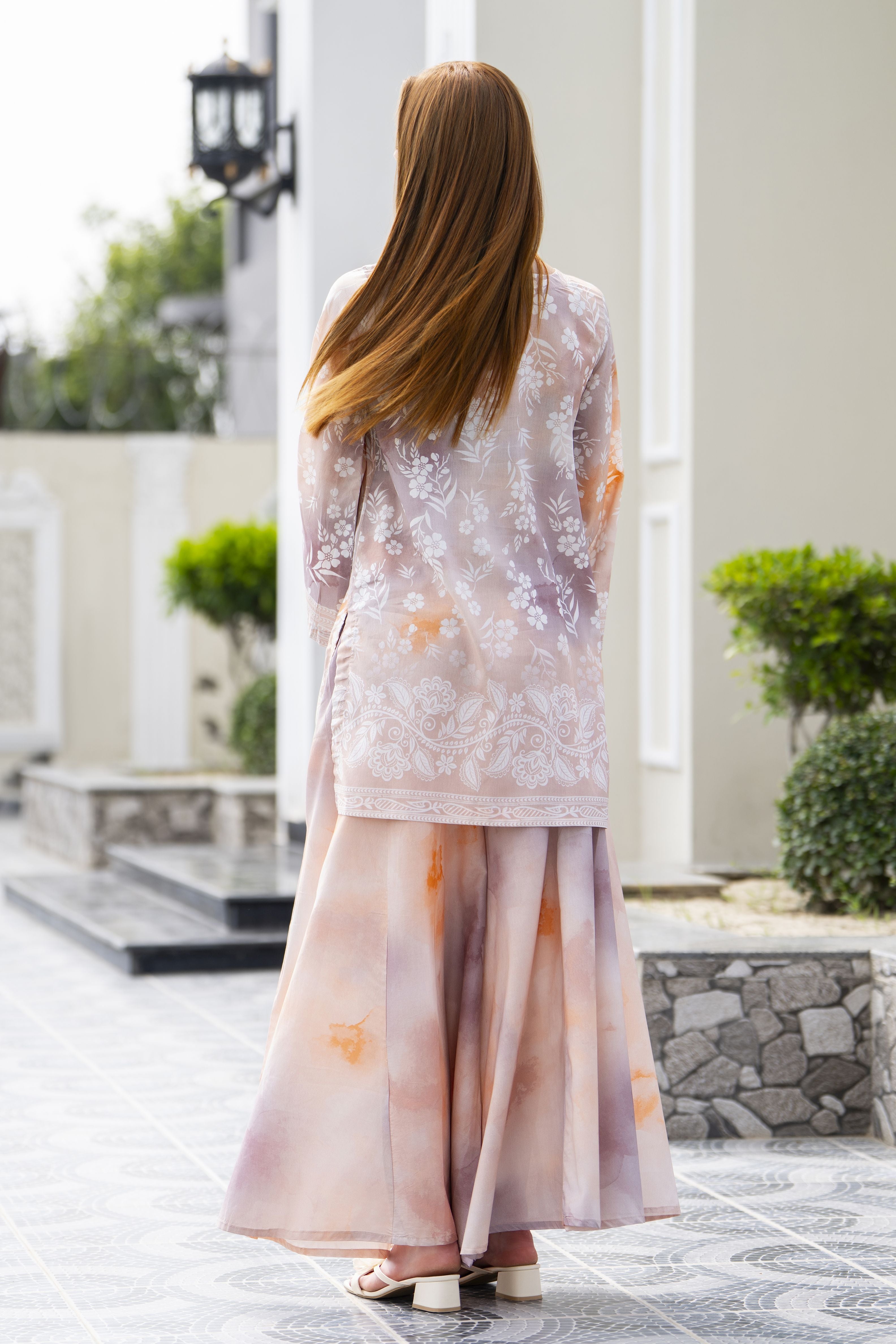 Zaiwa Blush 2pc Printed Lawn Sharara Suit with Handmade Neckline – DZ8