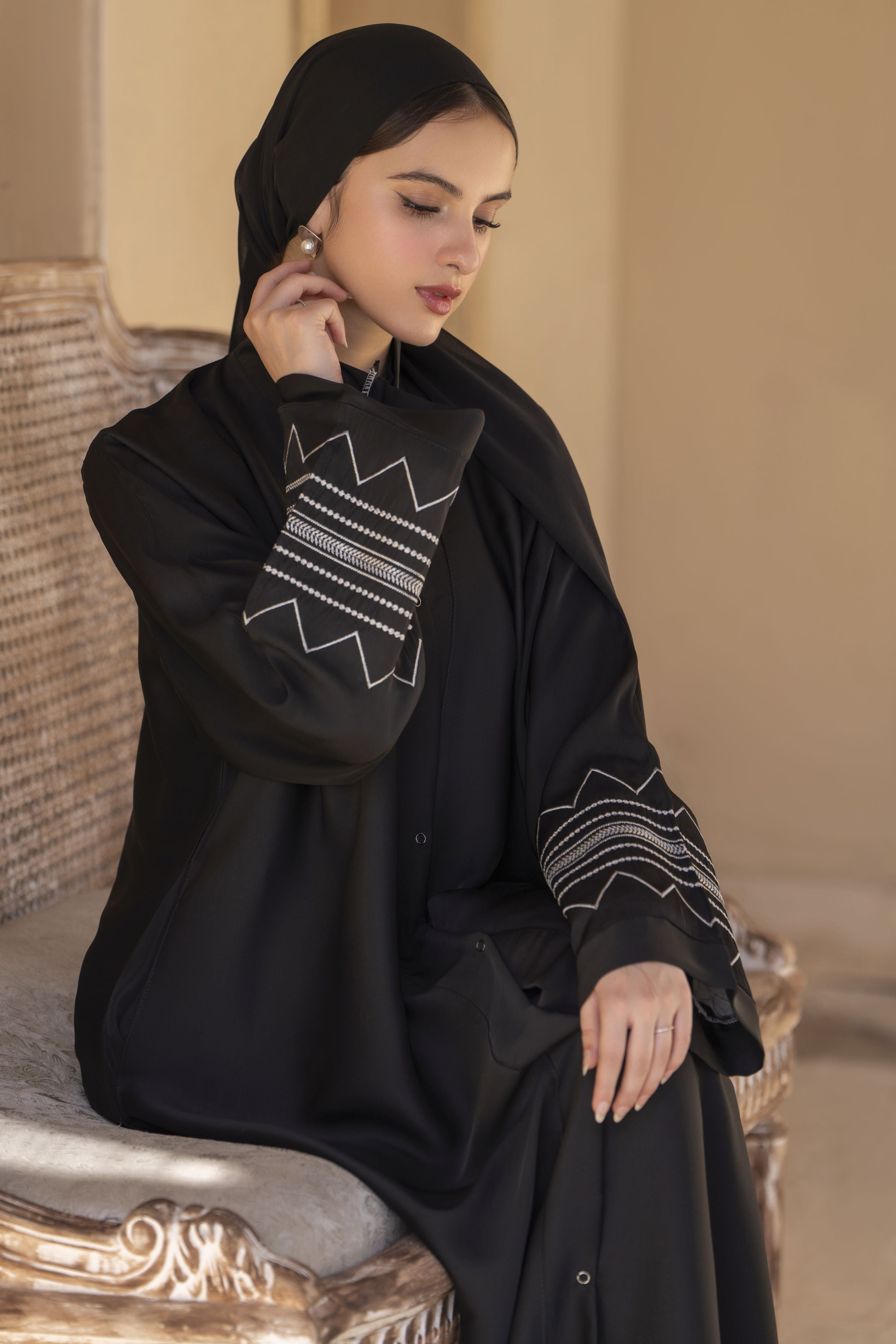 Zaina Veil of Grace – Embroidered Black Modestwear Abaya ZVG2
