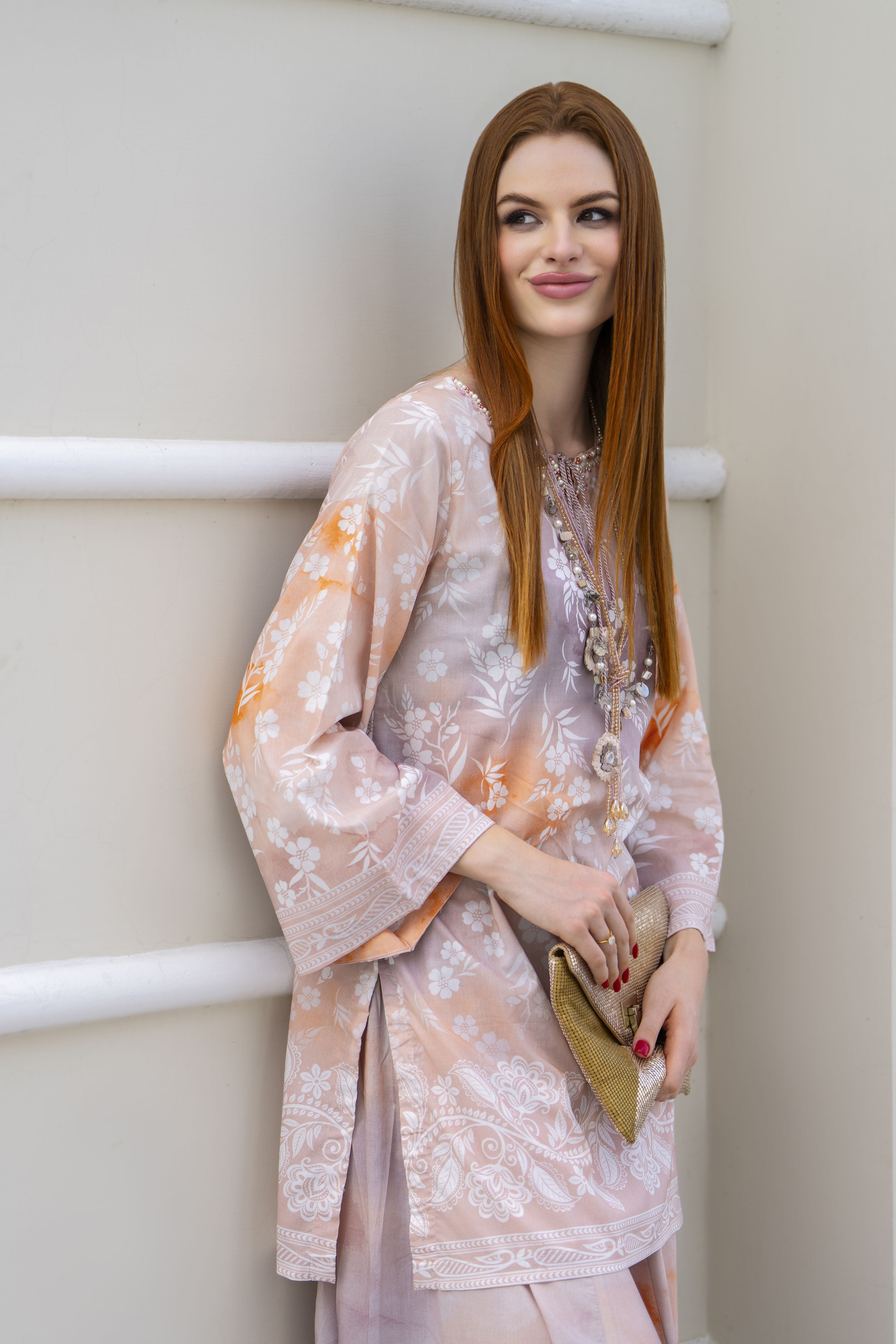 Zaiwa Blush 2pc Printed Lawn Sharara Suit with Handmade Neckline – DZ8