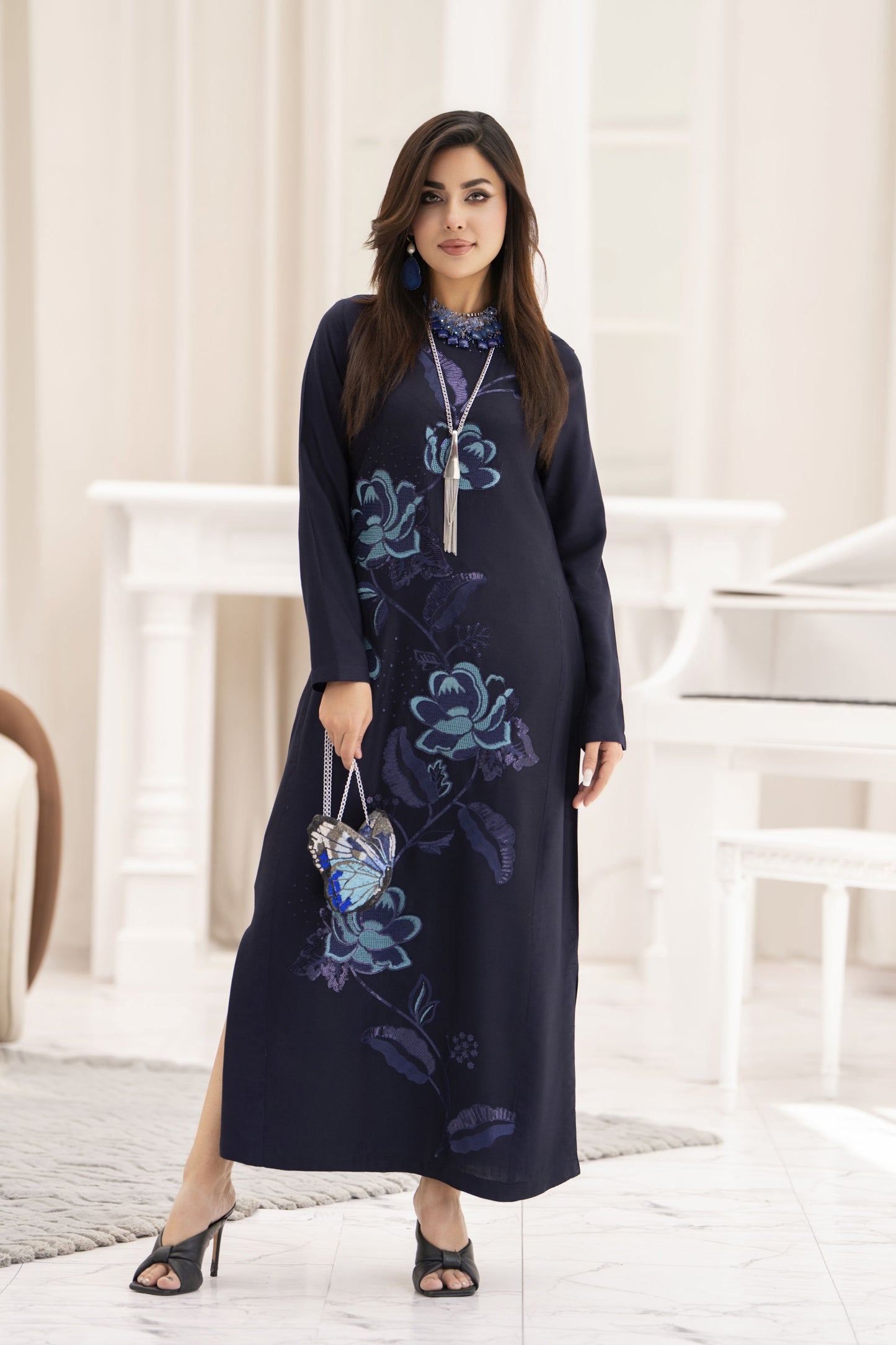 Miski FrostFit – Navy Winter Linen Ready to Wear Kurta FFM1